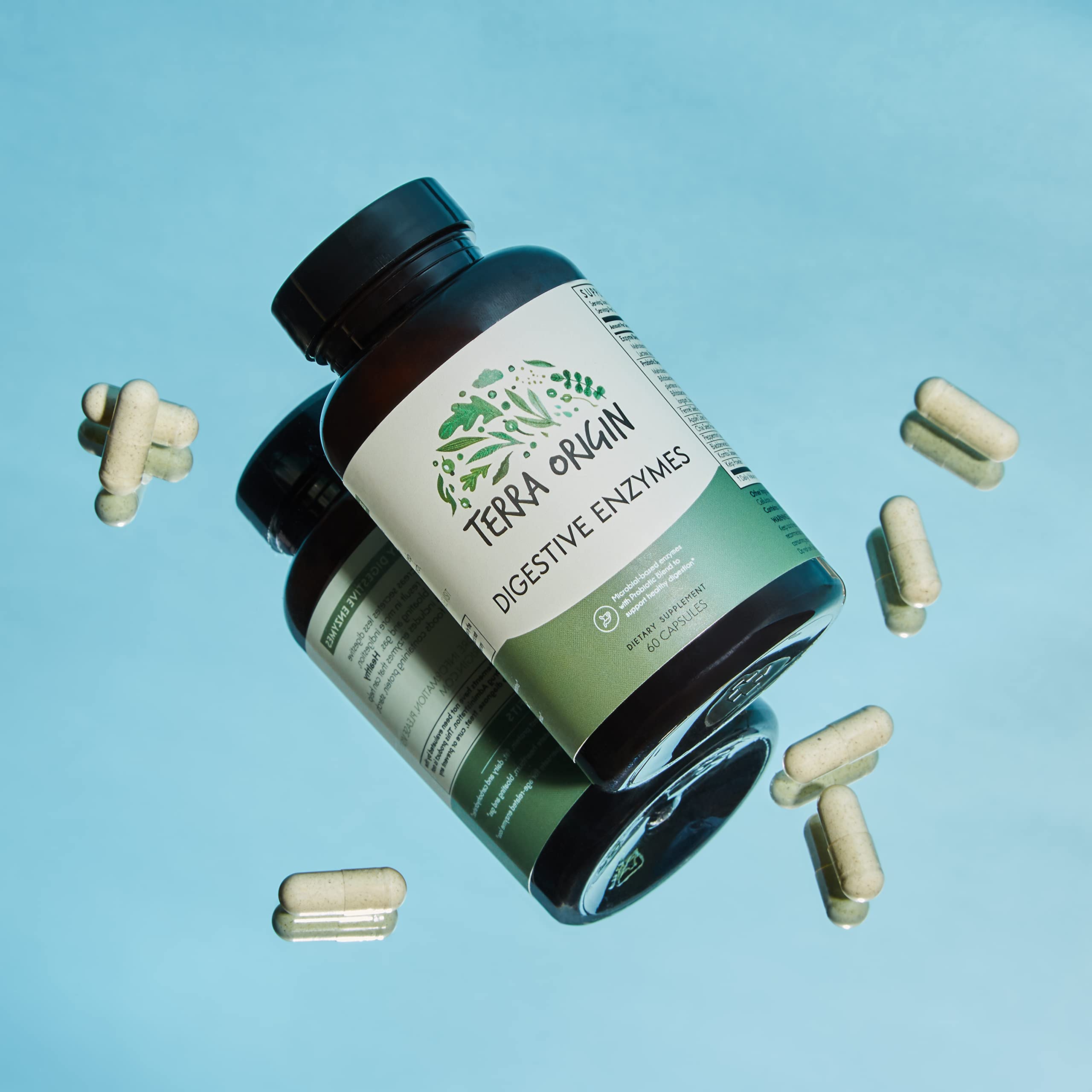 TERRA ORIGIN Digestive Enzymes with Probiotics & Prebiotics | 60 Capsules | Supports Digestive Gut Health | Non GMO, Gluten Free,