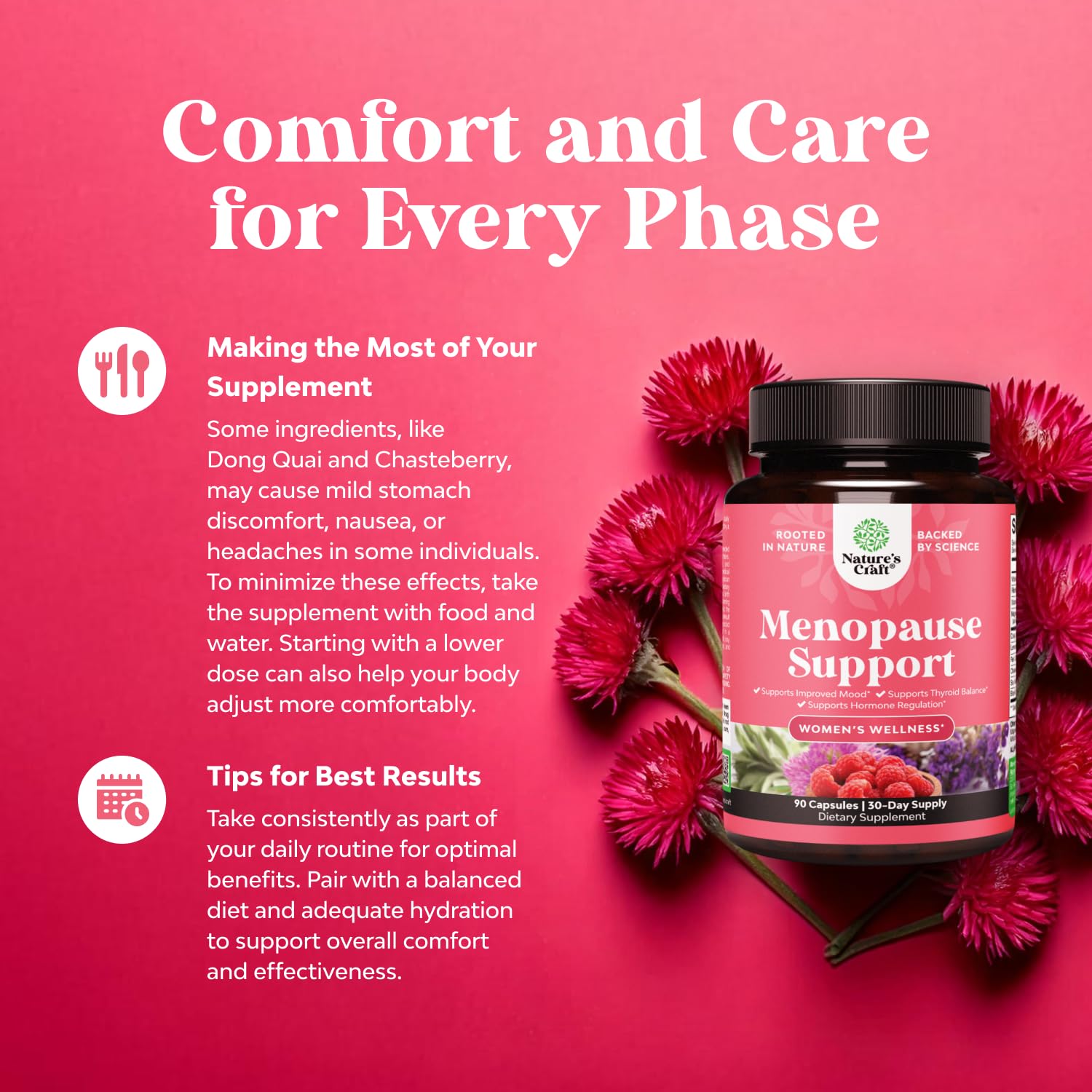 Complete Herbal Menopause Supplement for Women - Multibenefit Menopause Ease Hormone Balance for Women for Night Sweats Mood and More with Dong Quai Vitex Chaste Berry and Black Cohosh - 90 Count Natures Craft Au supplements