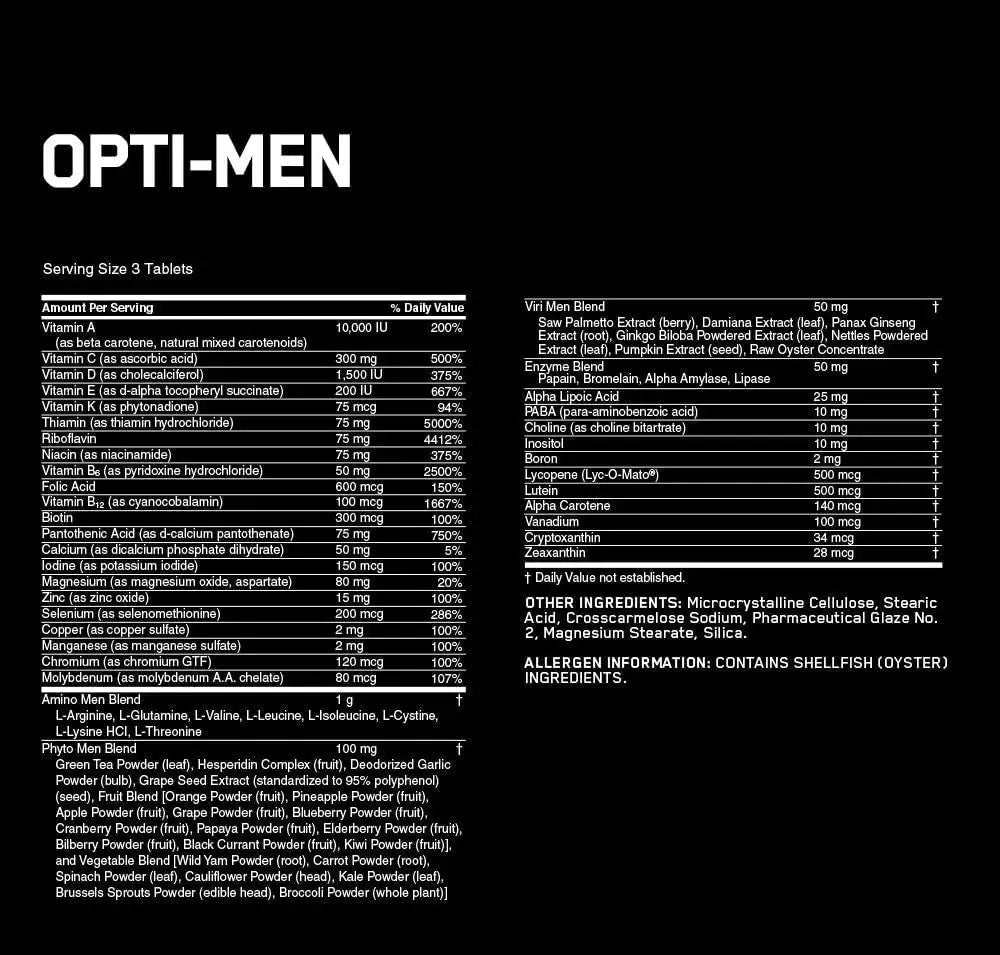 Optimum Nutrition Opti-Men Daily Multivitamin Supplement, 90 Count Optimum Nutrition Au supplements