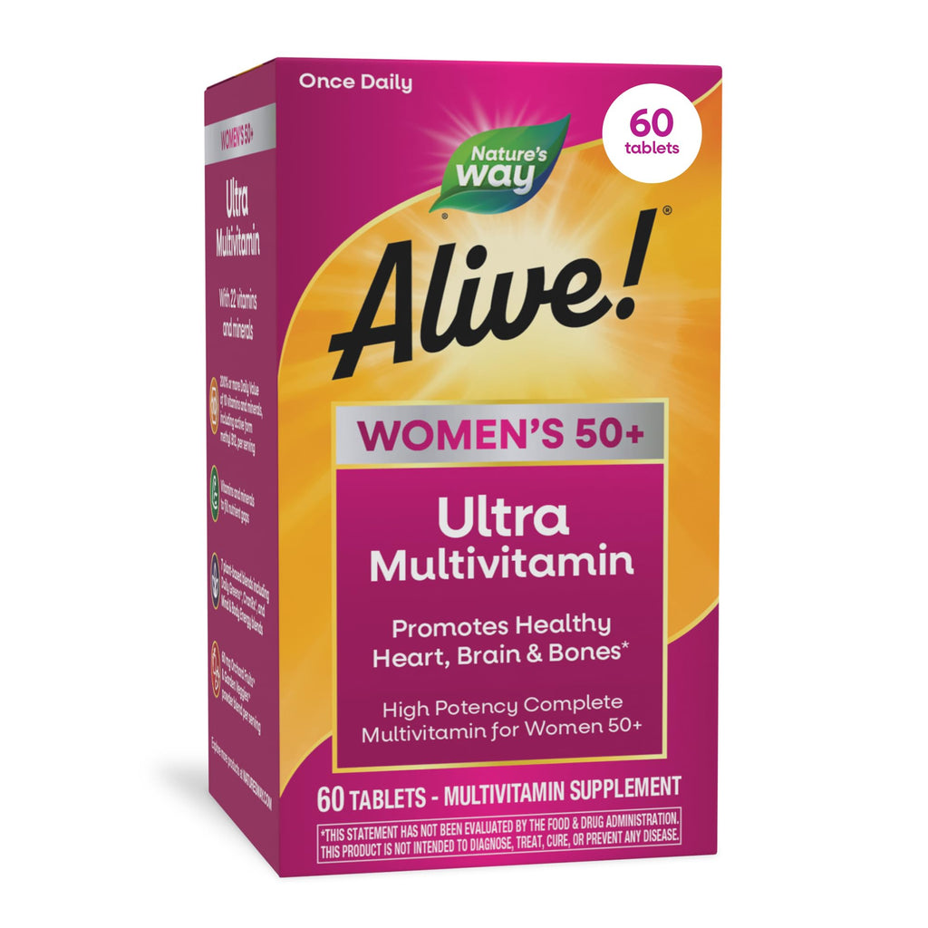 Nature’s Way Alive! Ultra Potency Multivitamin for Women 50 Plus, Complete High Potency Formula with Vitamin D3, C, E, Methylated B12, Supports,