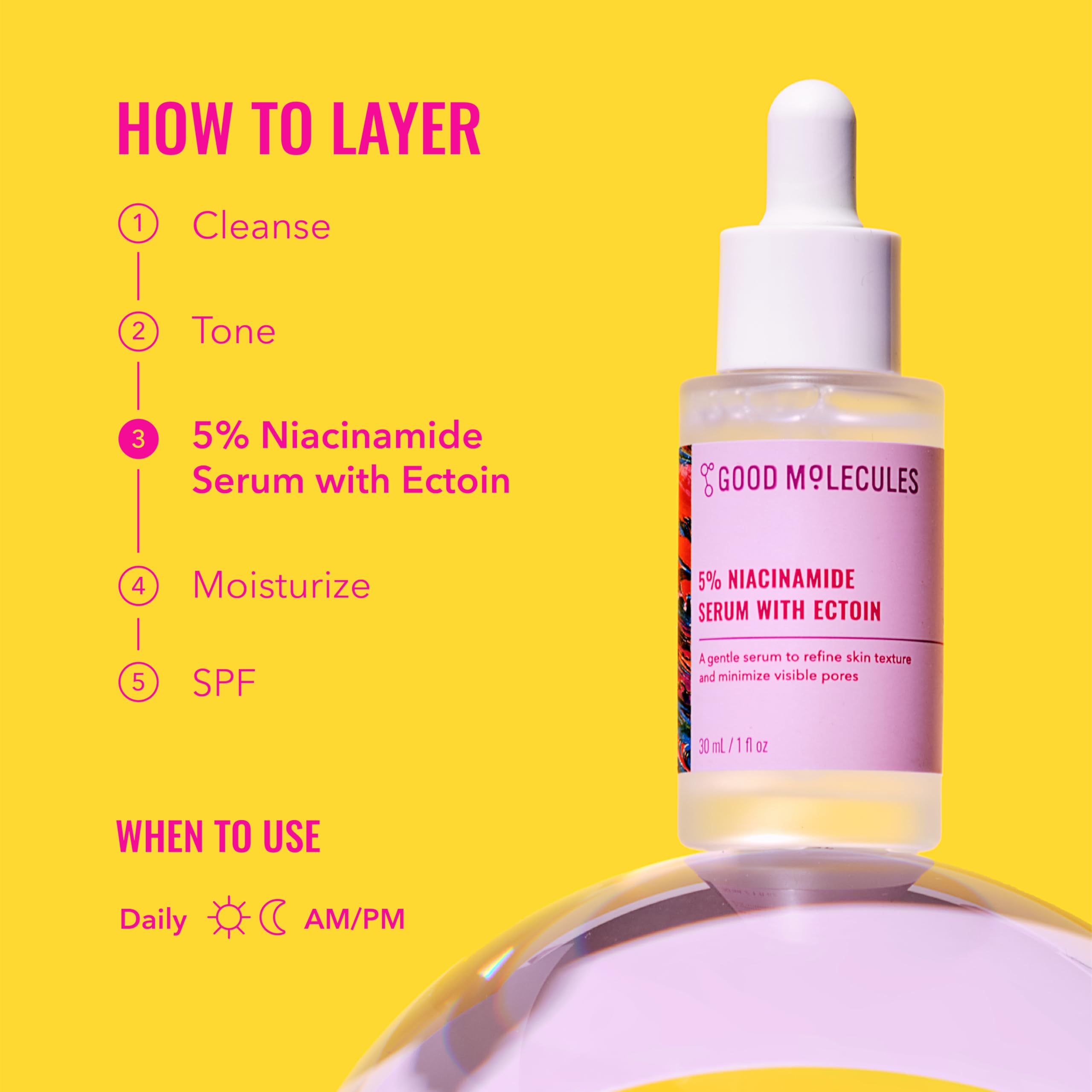 Good Molecules 5% Niacinamide Serum with Ectoin - Ultra Hydrating Serum to Target Enlarged Pores and Blemishes