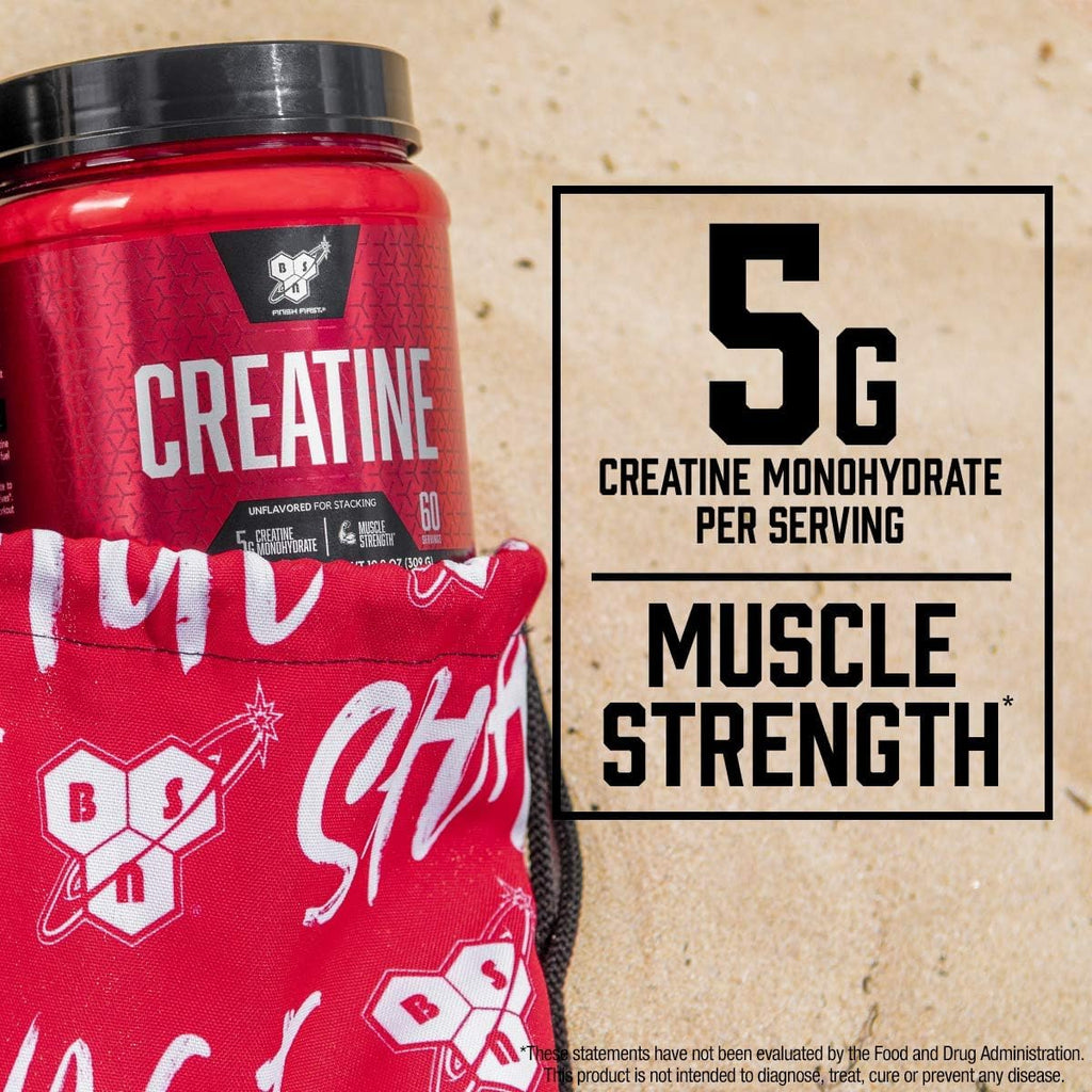 BSN Micronized Creatine Monohydrate Powder, Unflavored Creatine Powder, Micronized, Supports Muscle Building, Supports Muscle Strength, Gym Supplement