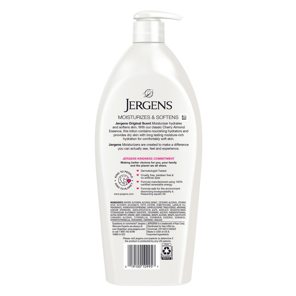 Jergens Original Scent Dry Skin Body Lotion, Hand and Body Moisturizer, Cherry Almond Essence