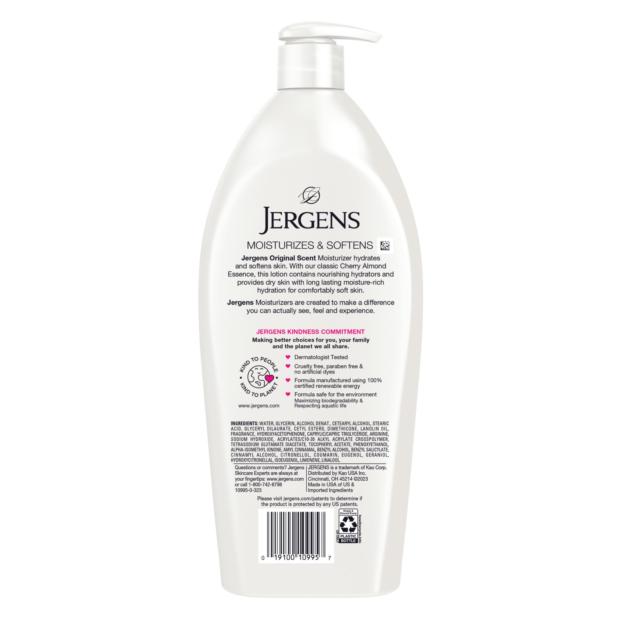 Jergens Original Scent Dry Skin Body Lotion, Hand and Body Moisturizer, Cherry Almond Essence