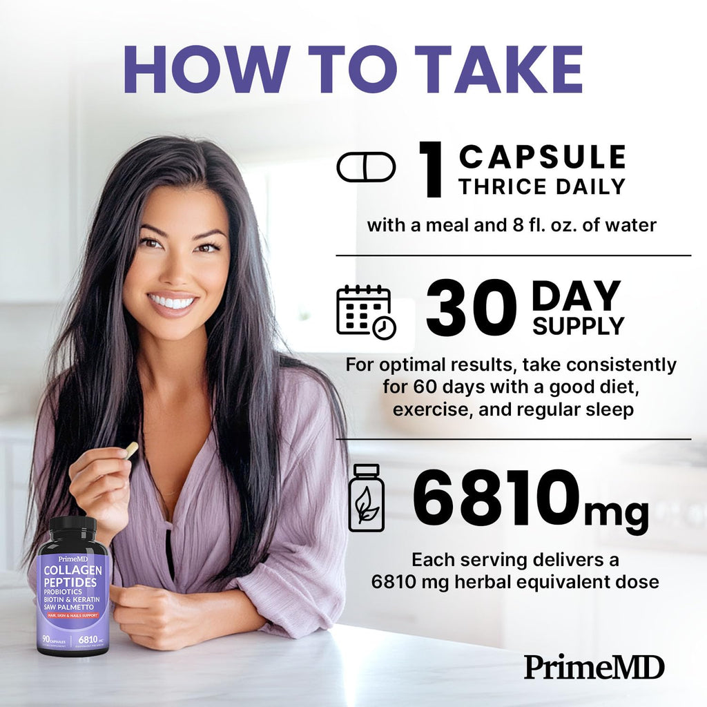 27-in-1 Hair Skin and Nails Vitamins (6810mg) with Biotin 10000mcg - Collagen Supplements for Men and Women - Keratin Supplements with Probiotics