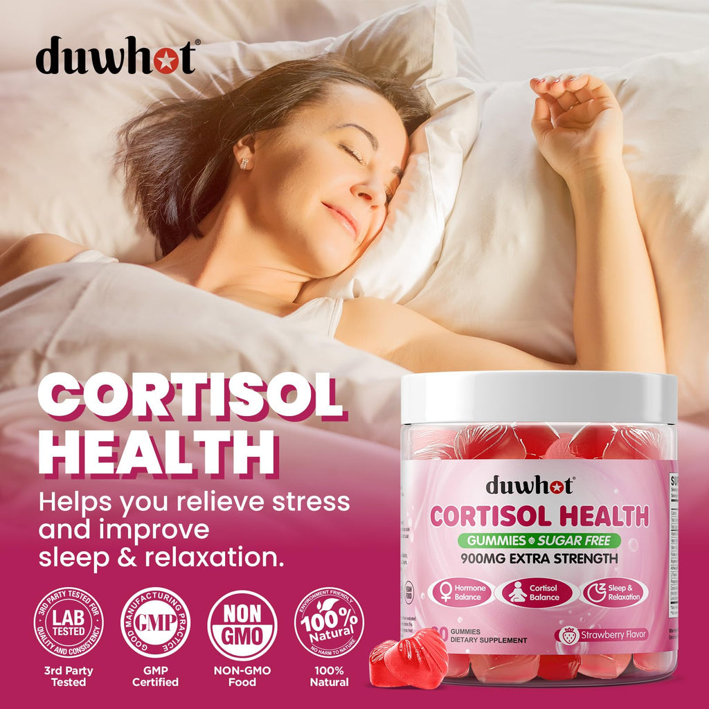 duwhot Cortisol Gummies, 15 in 1 Lower Cortisol Supplements for Women, w. Ashwagandha, Magnesium, Phosphatidylserine, Folate for Hormone Balance, Mood, Focus, Sleep Support, Sugar Free, Vegan, 60 duwhot Au supplements