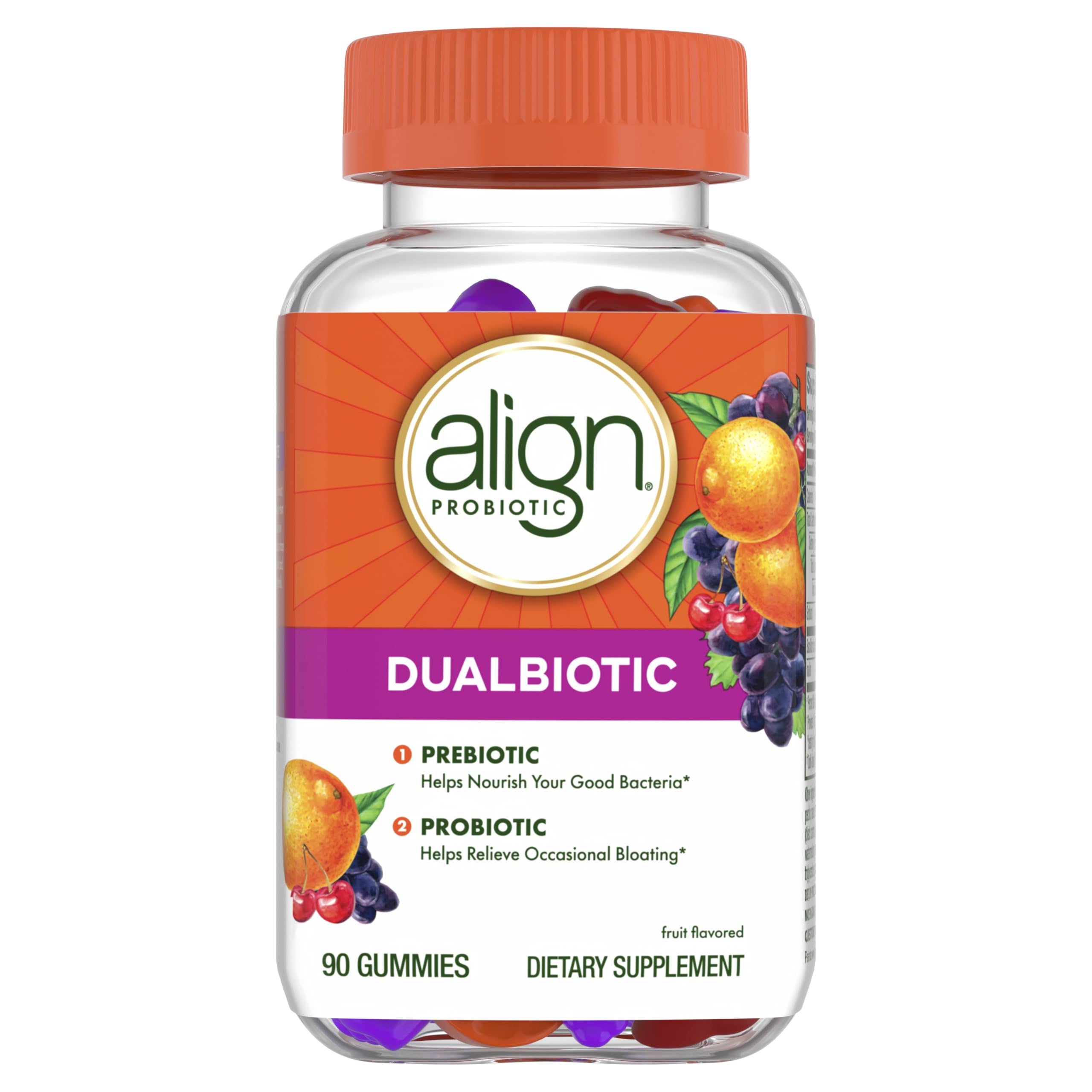 Align Dualbiotic, Prebiotics and Probiotics for Women and Men, Probiotics for Digestive Health, Prebiotics Help Nourish Good Bacteria, Natural Fruit Flavors