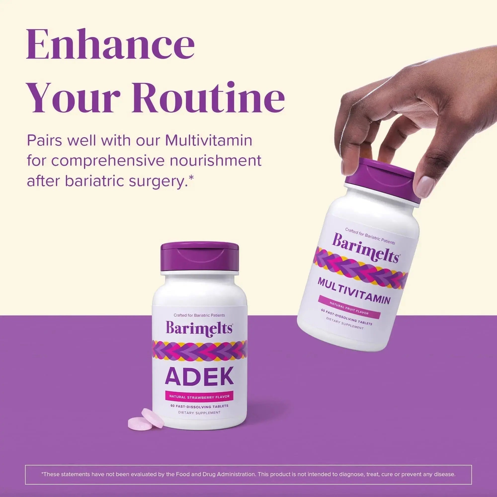 Barimelts ADEK - 60 Fast-Dissolving Tablets (2-Month Supply) - Sugar-Free Bariatric Vitamins for Women Including Vitamin A, Vitamin D, Vitamin E BariMelts Au supplements
