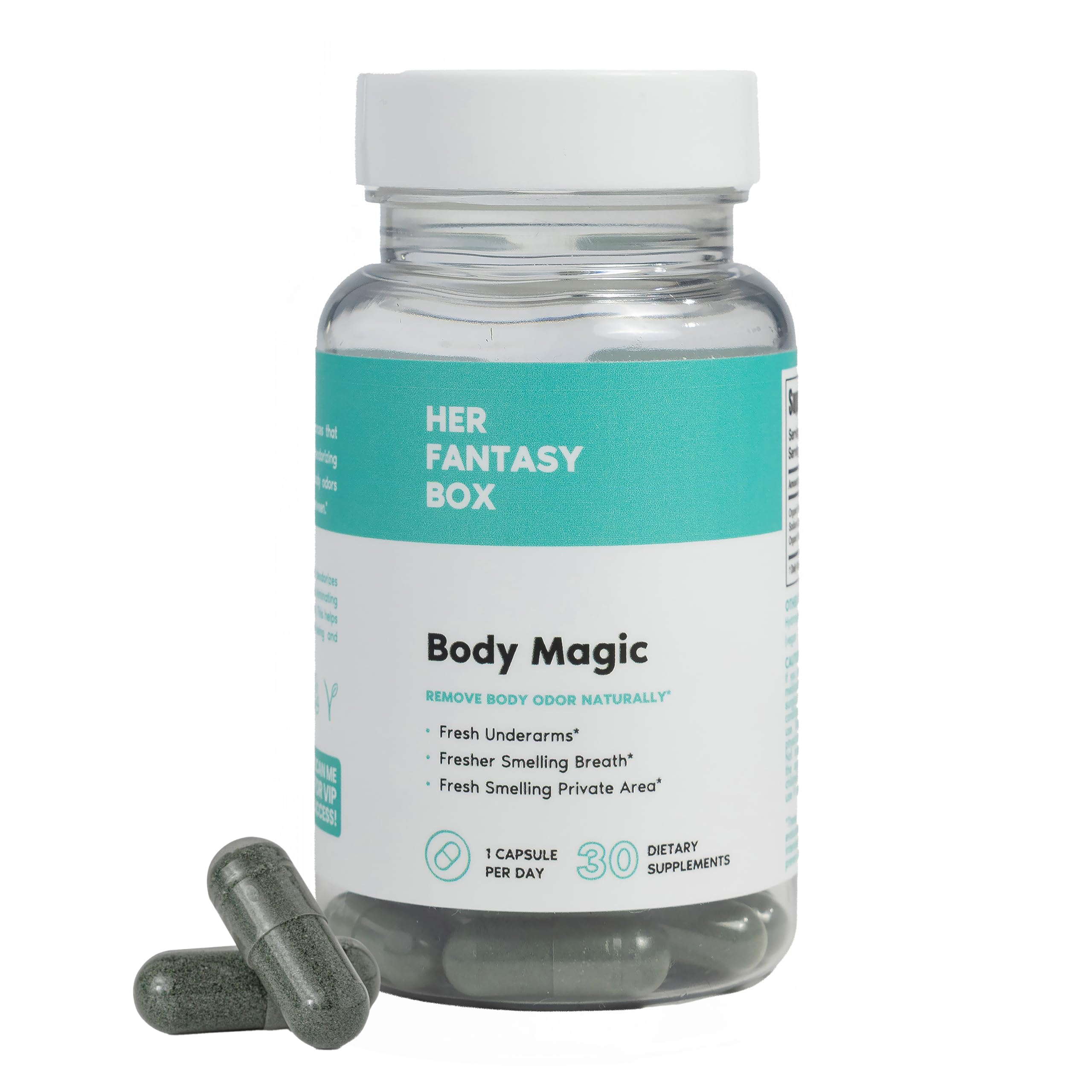 Her Fantasy Box | Body Magic | Chlorophyll Capsules - 30 Vegan Capsules for Detox, Digestion, Gut Health, Skin Support