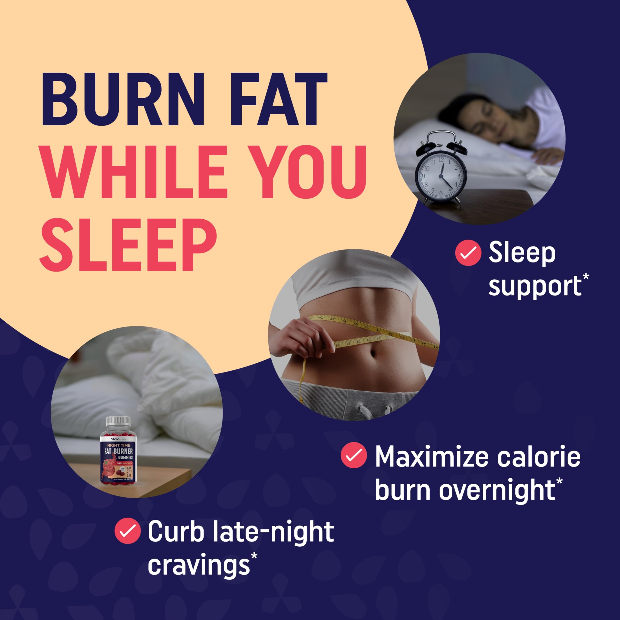 Sugar-Free Night Time Fat Burner Gummies for Sleep & Weight Loss Support | Hunger MAV NUTRITION Au supplements