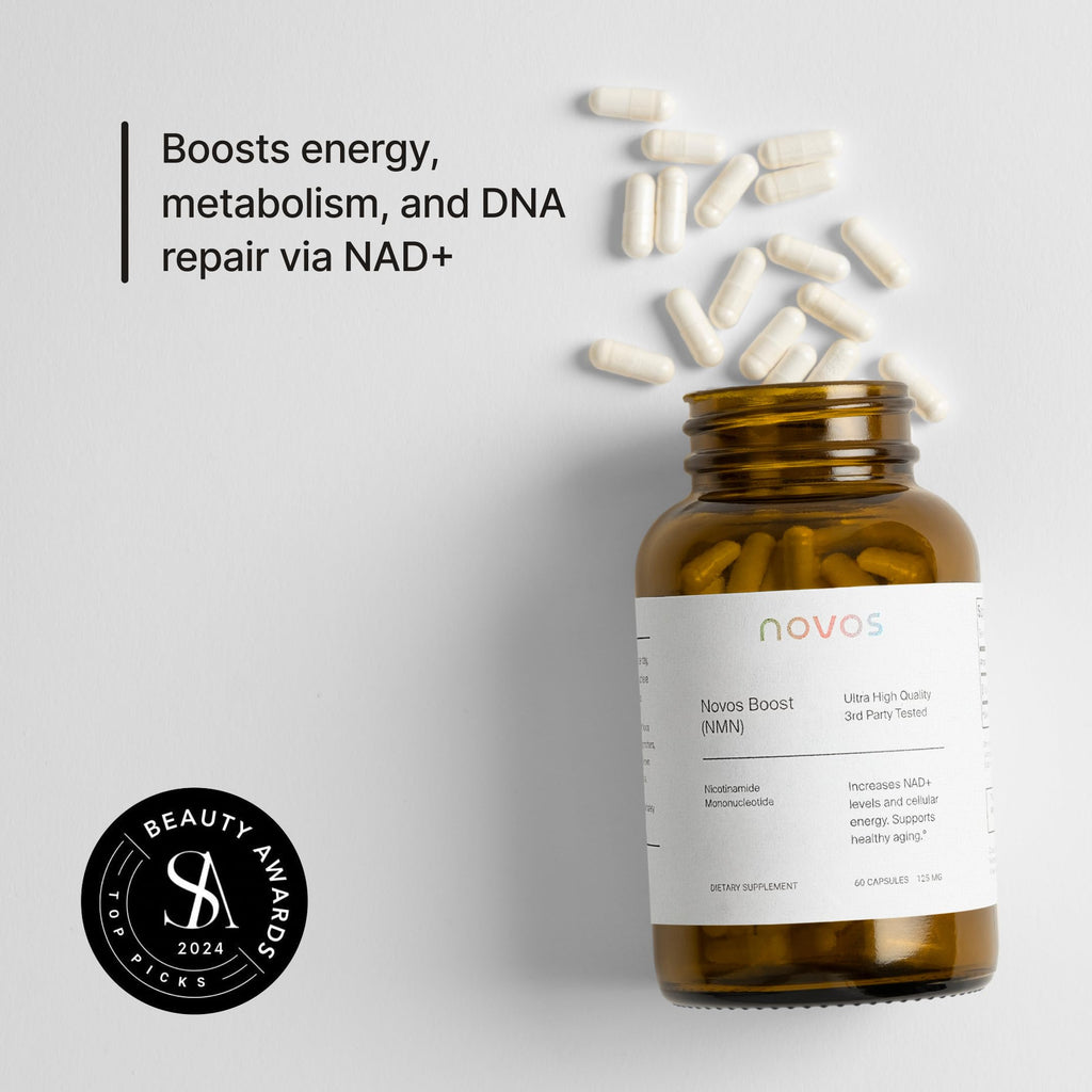 Novos Boost NMN - Contains 250 mg of High-Purity NMN, 60 Capsules, Supports Cellular Repair and DNA Protection, Boosts NAD+ Novos Au supplements