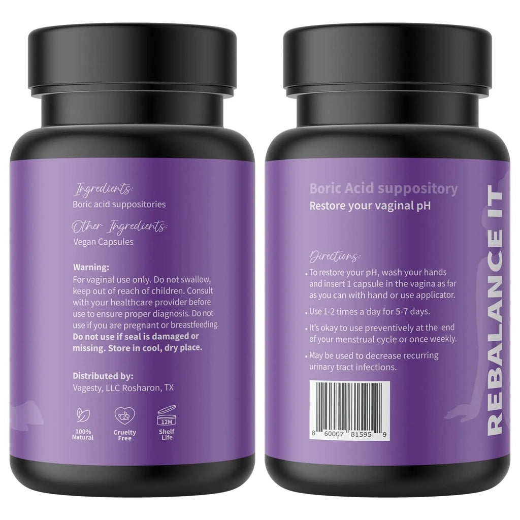 Vagesty Jewelz boric Acid Vaginal Suppositories, 100% Pure boric Acid, rebalance Vaginal pH Vagesty Au supplements