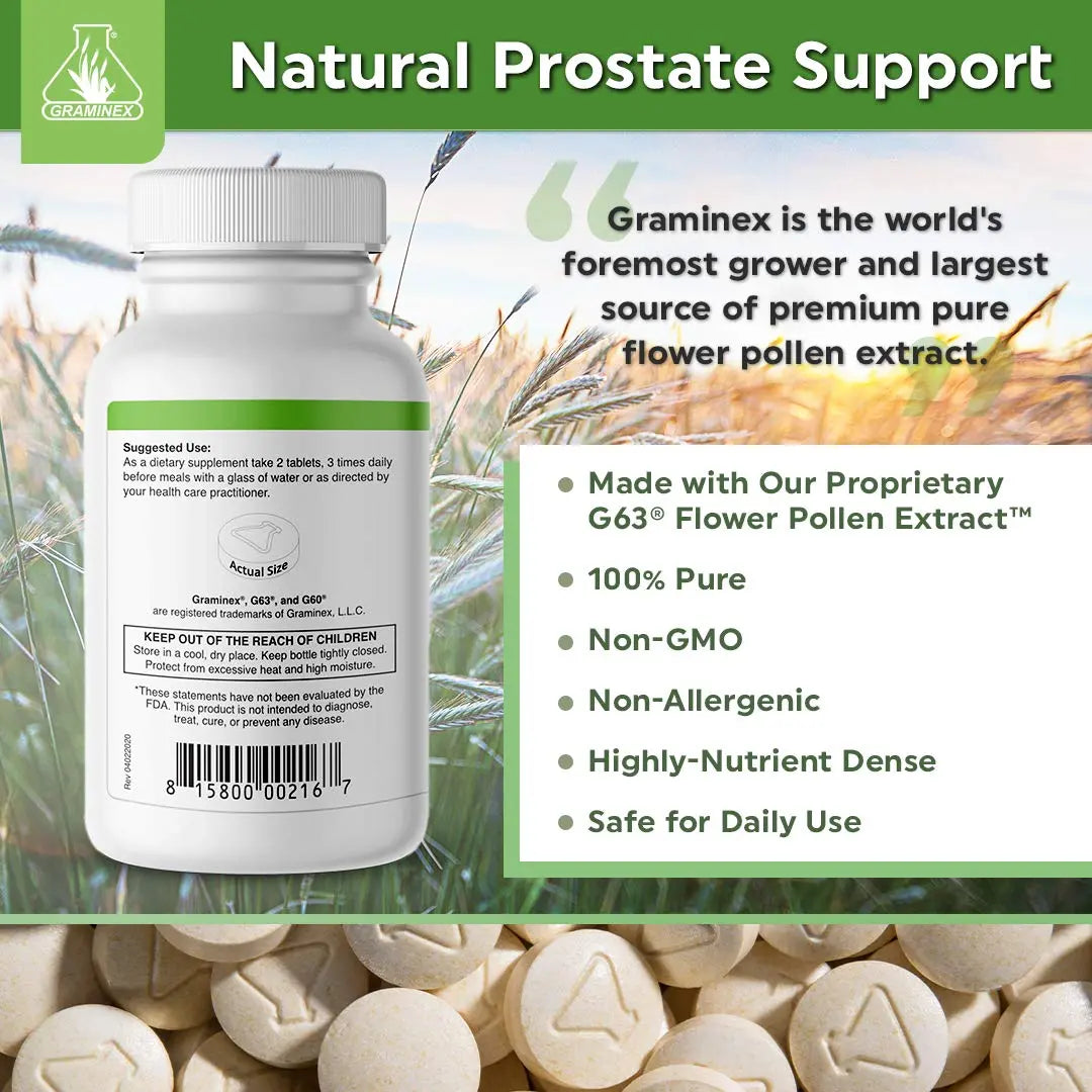 Graminex PollenAid Prostate Supplement: All Natural Prostate Support for Bladder Control & Urinary Tract Health, Rye Pollen Extract Made in USA, 90 Tablets (Pack of 2) Graminex Au supplements