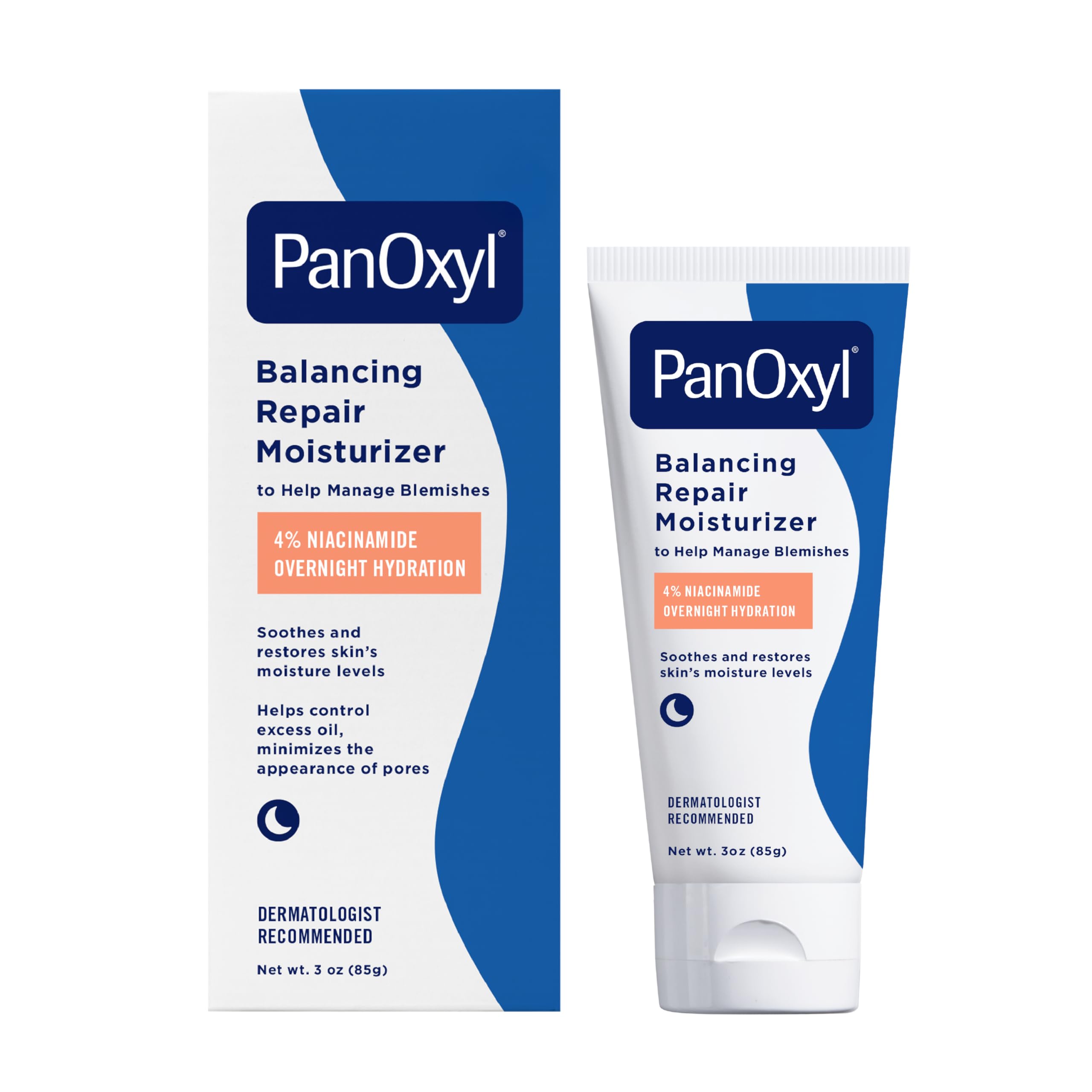 PanOxyl PM Balancing Repair Moisturizer with Niacinamide, Ceramides and Cica, Hydrating Face Moisturizer