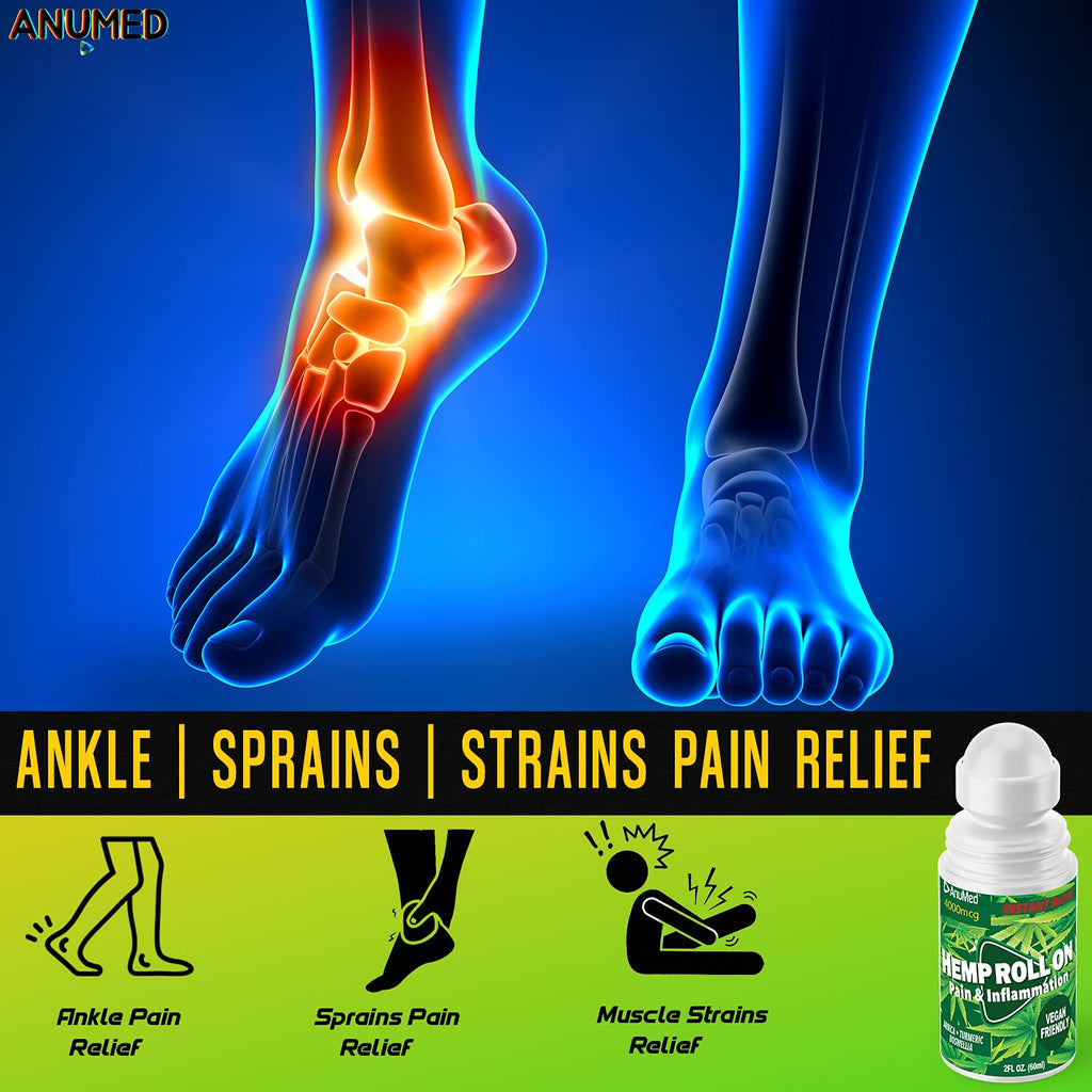 ANUMED Hemp Roll-On 4000mg Pain Relief. Fast Acting, Long Lasting, Maximum Strength with Arnica + Turmeric for Anti-Inflammatory, Natural Recovery, Joint, Muscle, Nerve Pain Reliever 2 Packs of (1oz) AnuMed International Au supplements