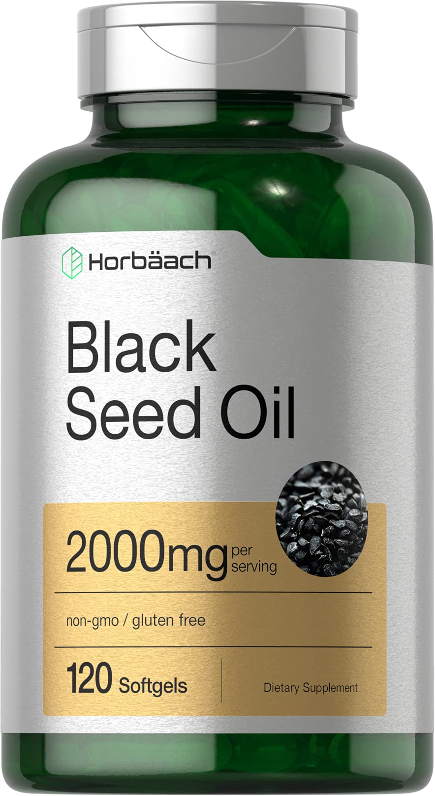 Horbaach Black Seed Oil Cold Pressed Softgel Capsules | 2000mg | 120 Count | Supplement with Omega 6 and 9 | Nigella Sativa