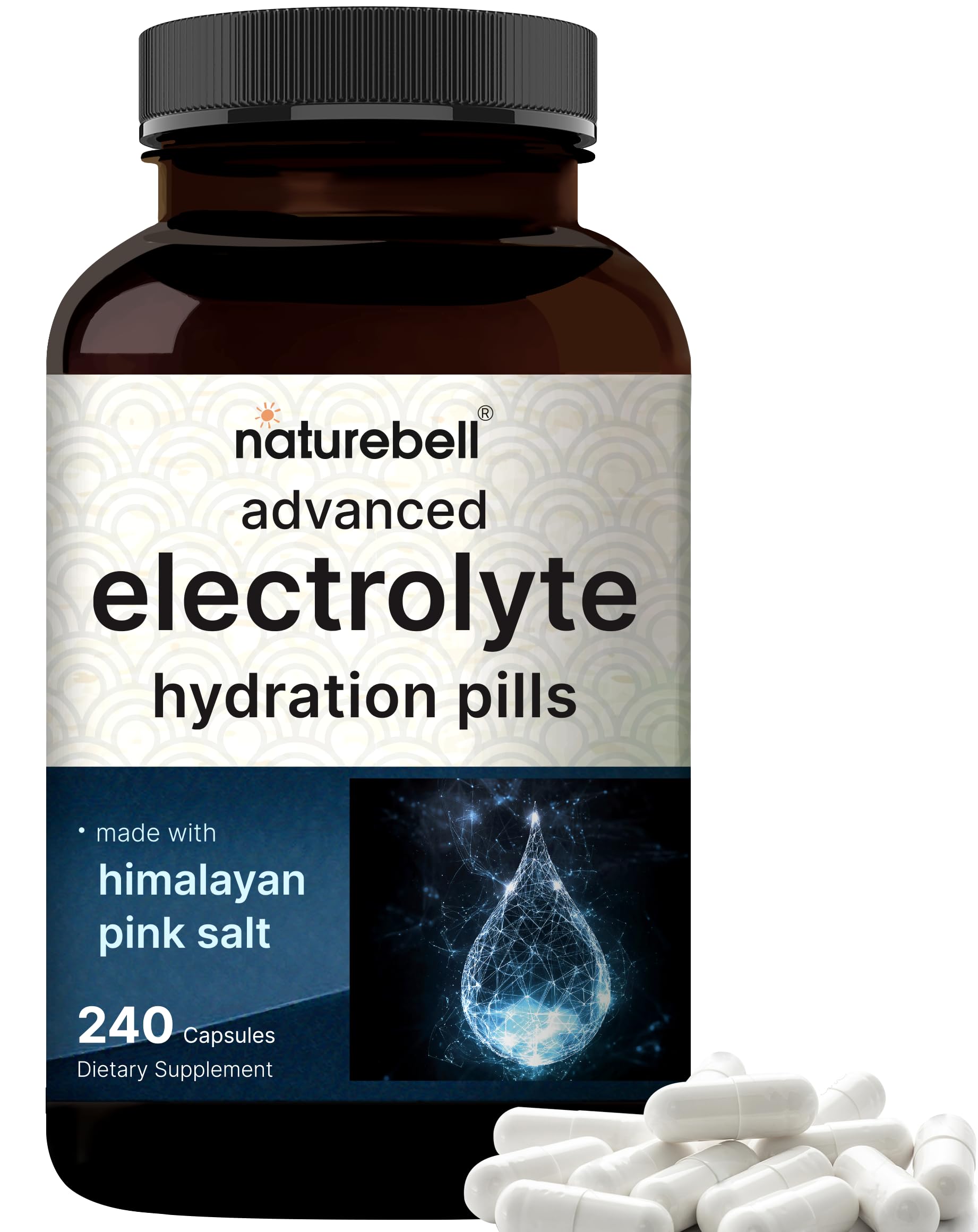Advanced Electrolyte Pills, 240 Capsules | Salt Pills with Electrolytes for Fasting Hydrating | Made with Himalayan Pink Salt, Sodium, Potassium, Magnesium & More – Keto