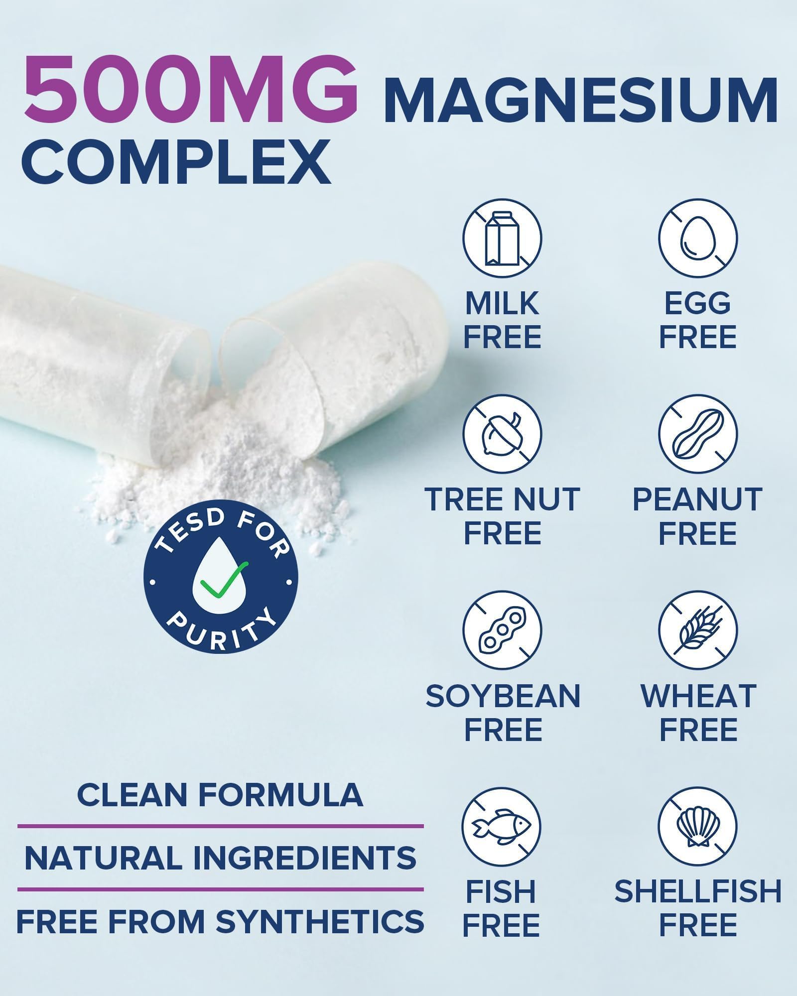 Terranics 5-in-1 Magnesium Complex Supplement 500mg - 5 Forms High Absorption Magnesium Glycinate Citrate Malate Aspartate Gluconate for Sleep Heart Health - Non-GMO 120 Vegan Capsules Terranics Au supplements