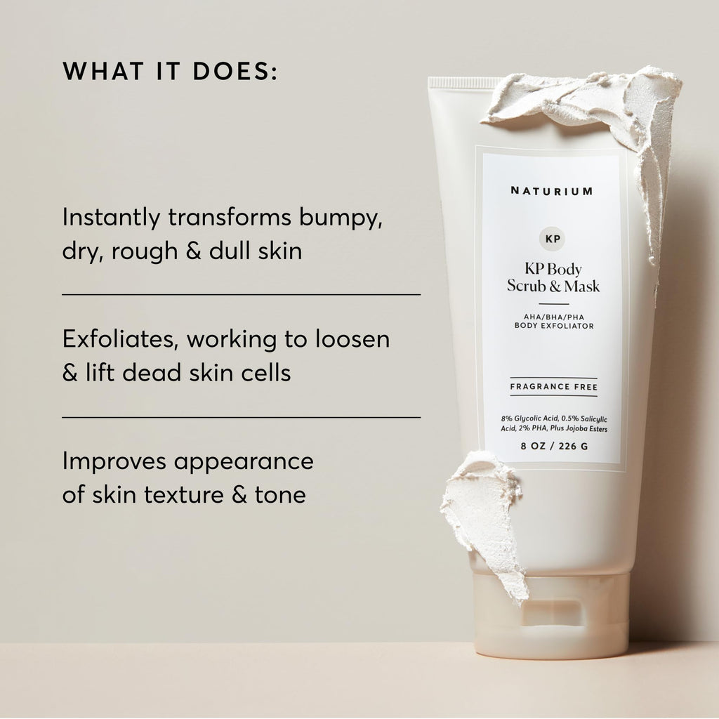 Naturium KP Body Scrub & Mask for Keratosis Pilaris, Bump Eraser Shower Scrub & Exfoliator for Skin, 8 oz
