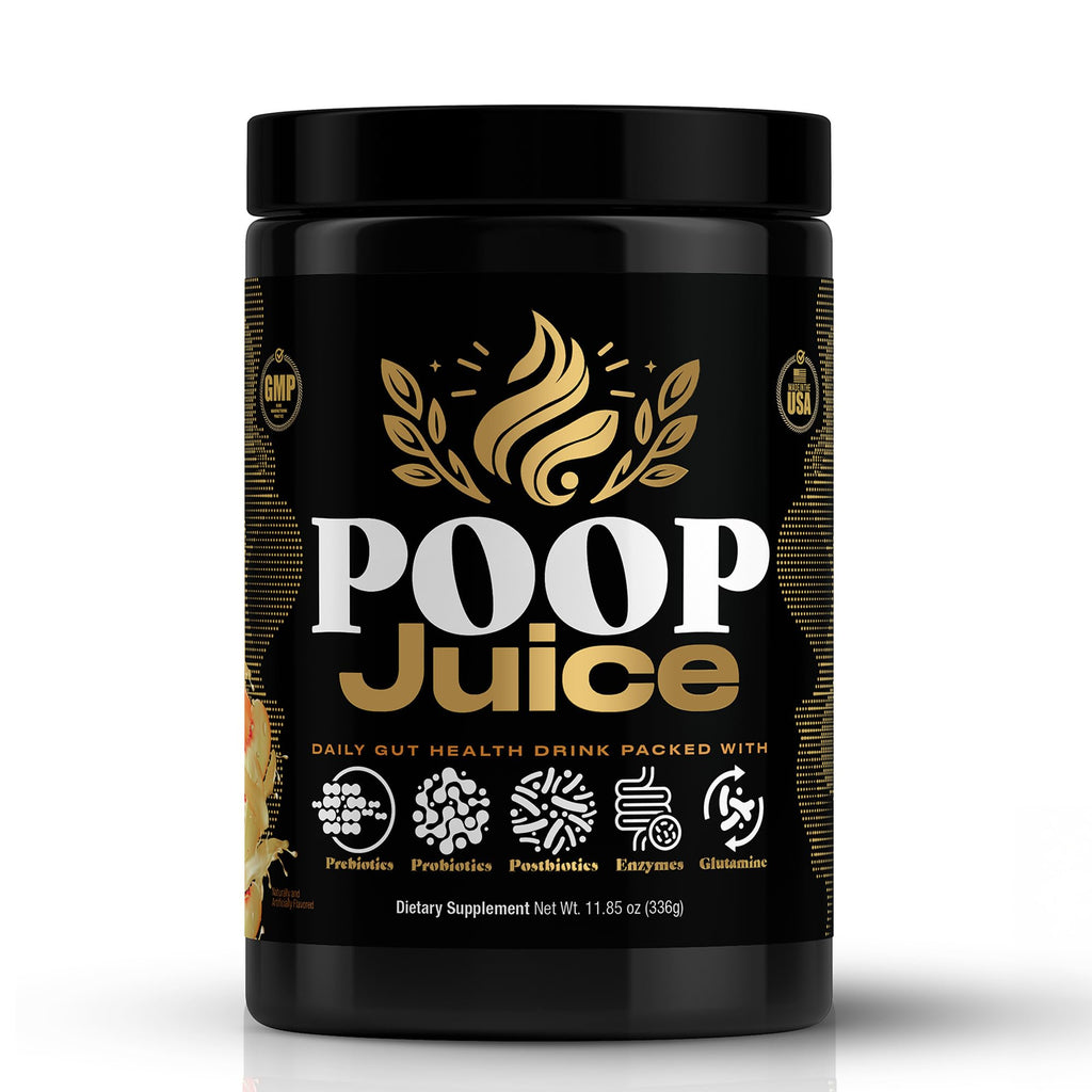 Poop Juice 5-in-1 Daily Fiber Supplement Powder - Bloat & Poop Relief - Prebiotic, Probiotic, Postbiotic, Digestive Enzymes, L-Glutamine - GLP-1 Support - Sugar-Free Georgia Peach Mango (30 Servings) Poop Juice Au supplements