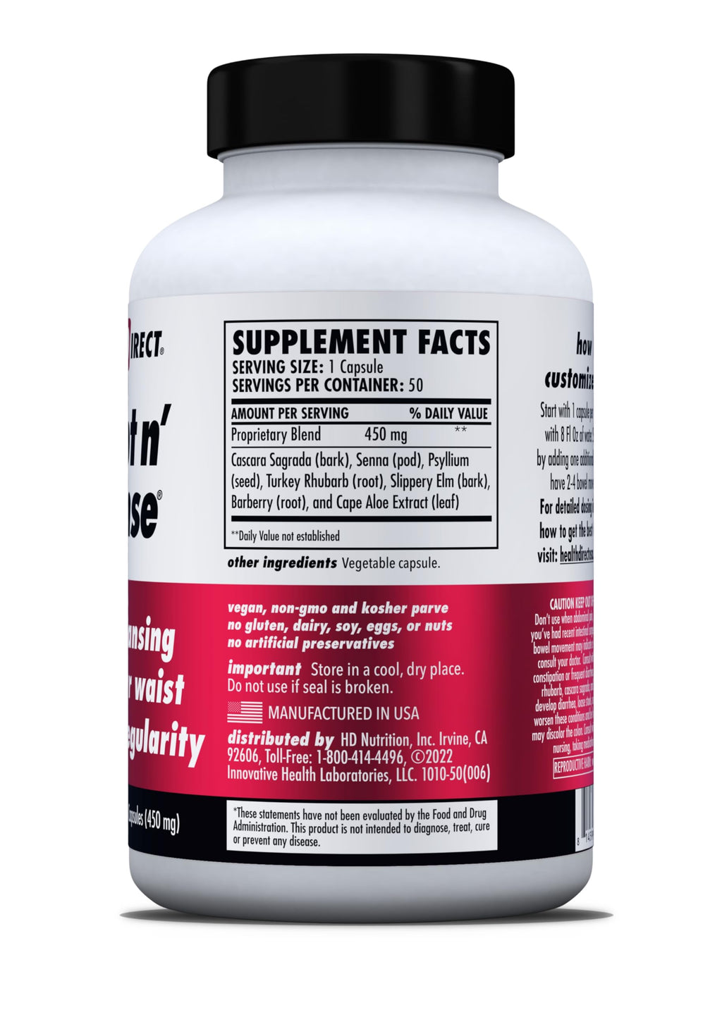 HEALTH DIRECT Sculpt n' Cleanse - Herbal Colon Cleanse for Digestive Health & Regularity - Natural Detox & Gut Flush Supplement - 50 Veggie Capsules