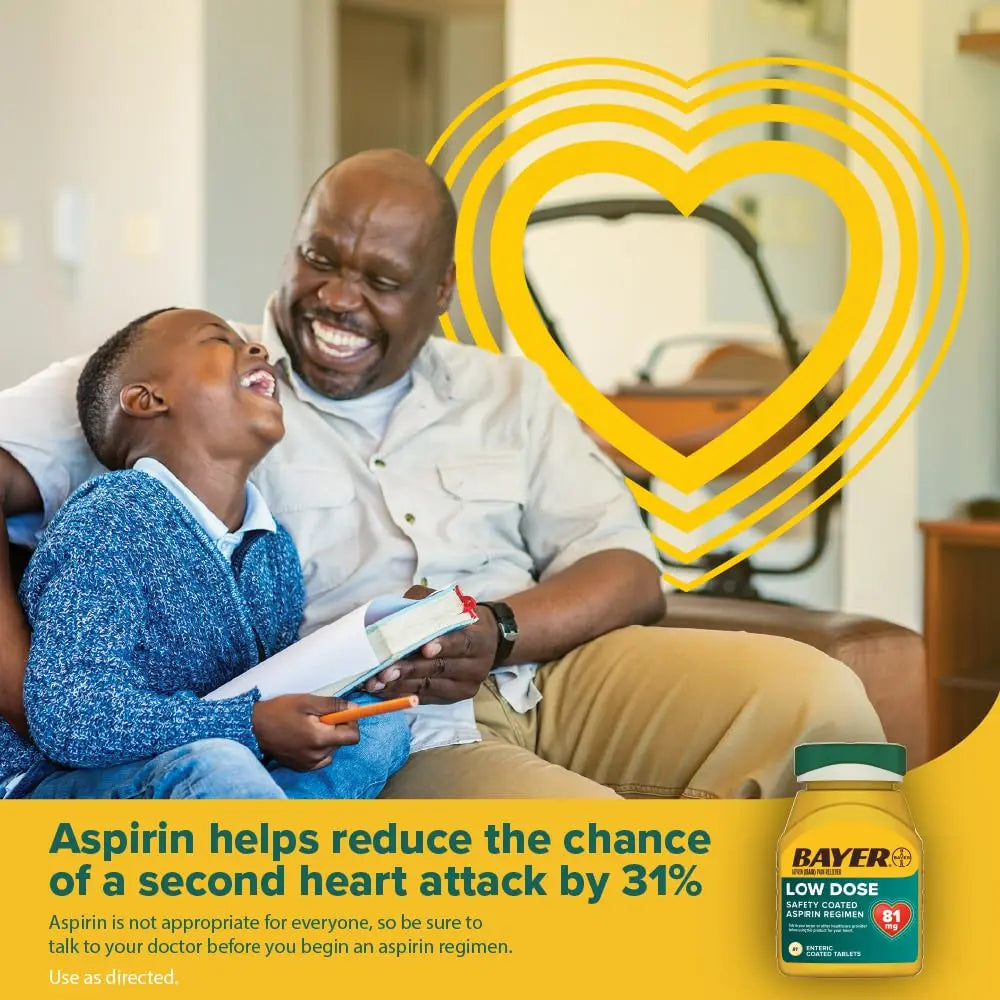 Bayer Aspirin Low Dose 81 mg, Enteric Coated Tablets, Doctor Recommended, Secondary Prevention of Cardiovascular Disease, 300 Safety Coated Tablets (Packaging may vary) Bayer Au supplements