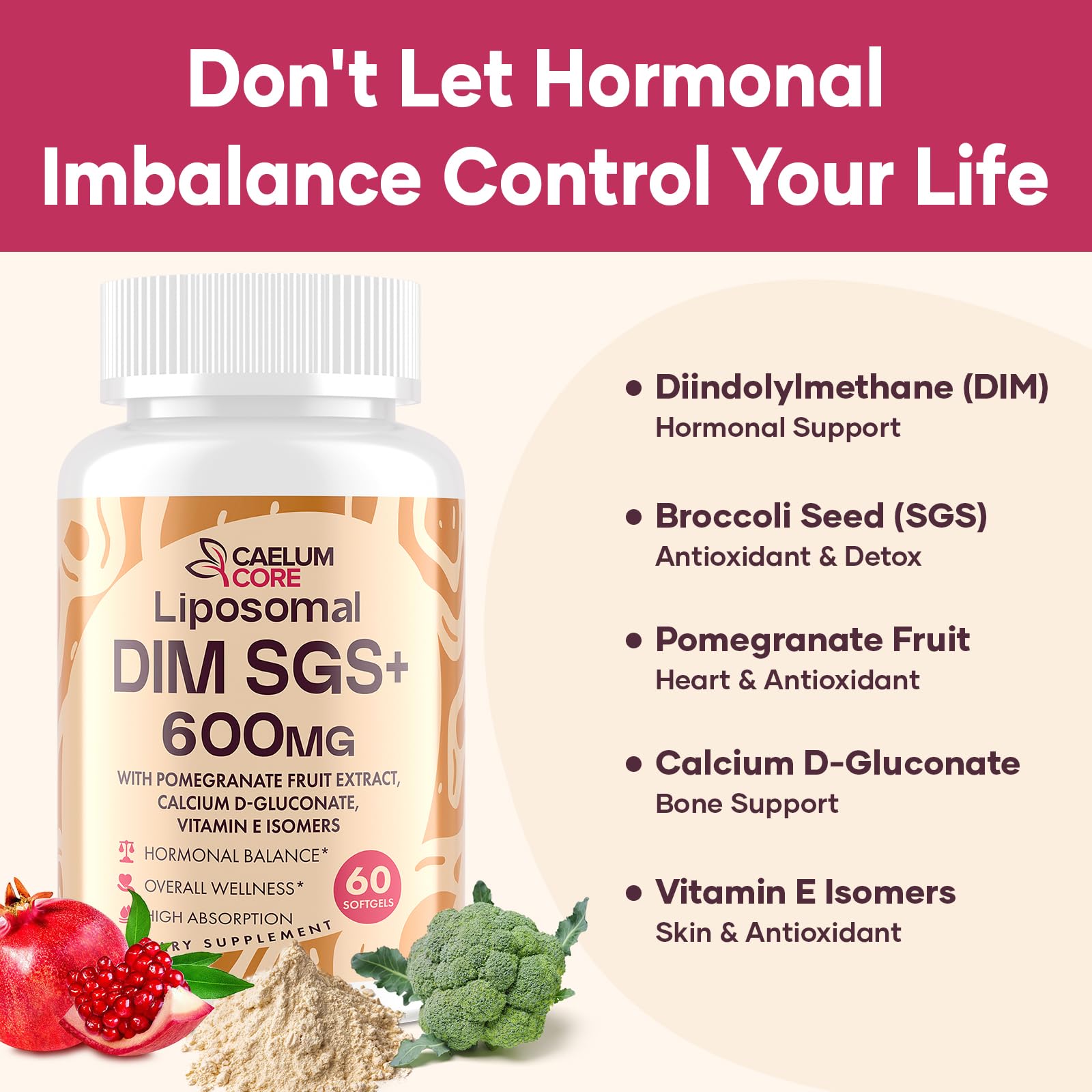 CEALMU CORE Liposomal DIM SGS Supplement - Estrogen Supplements for Women & Men Contains Sulforaphane Glucosinolate, Vitamin E, Pomegranate Fruit - Support Detox and Antioxidant (1 Pack) CEALMU CORE Au supplements