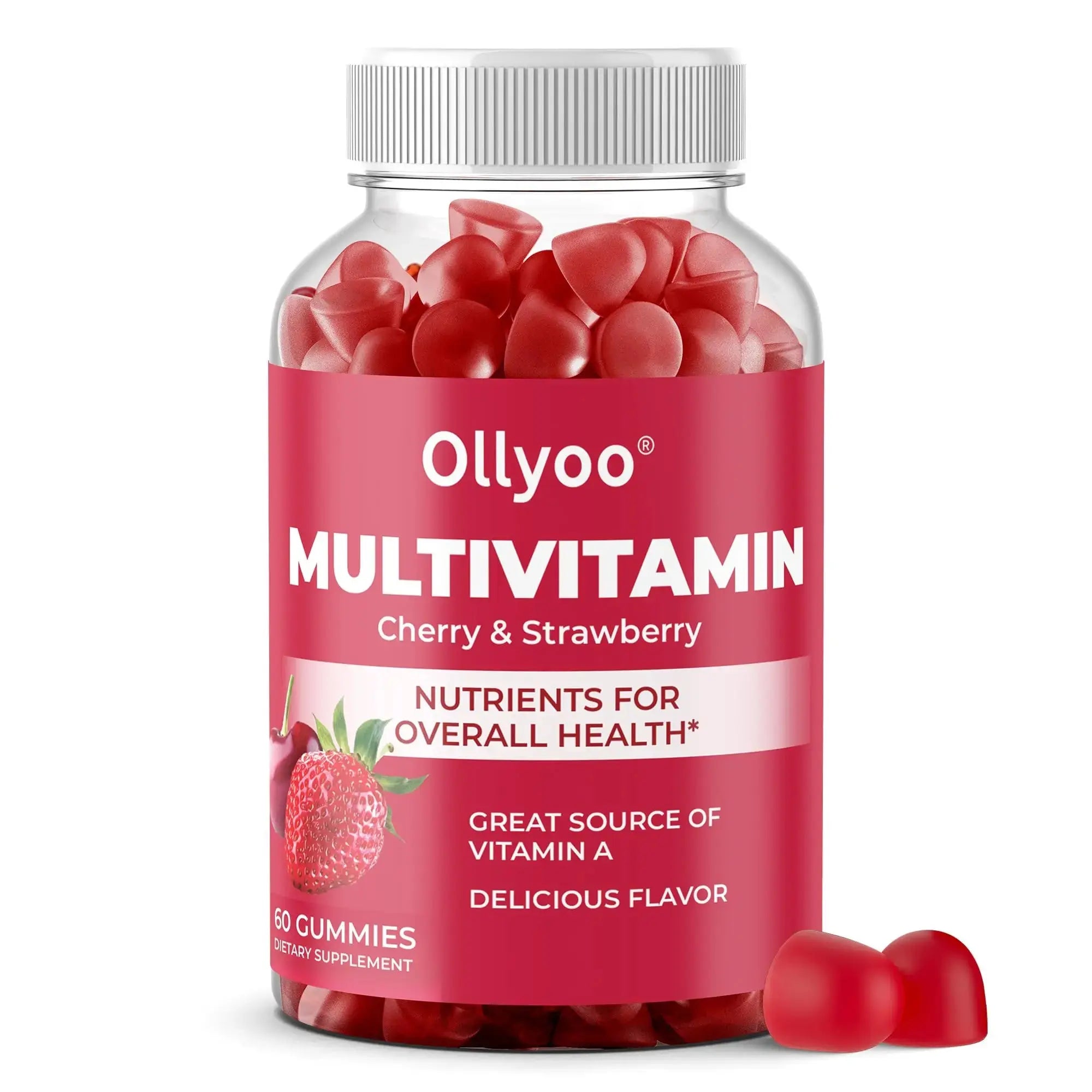 Ollyoo Multivitamin Gummies for Adults | Cherry & Strawberry Flavor | Great Source of Vitamin A & Essential Nutrients | Ollyoo Au supplements