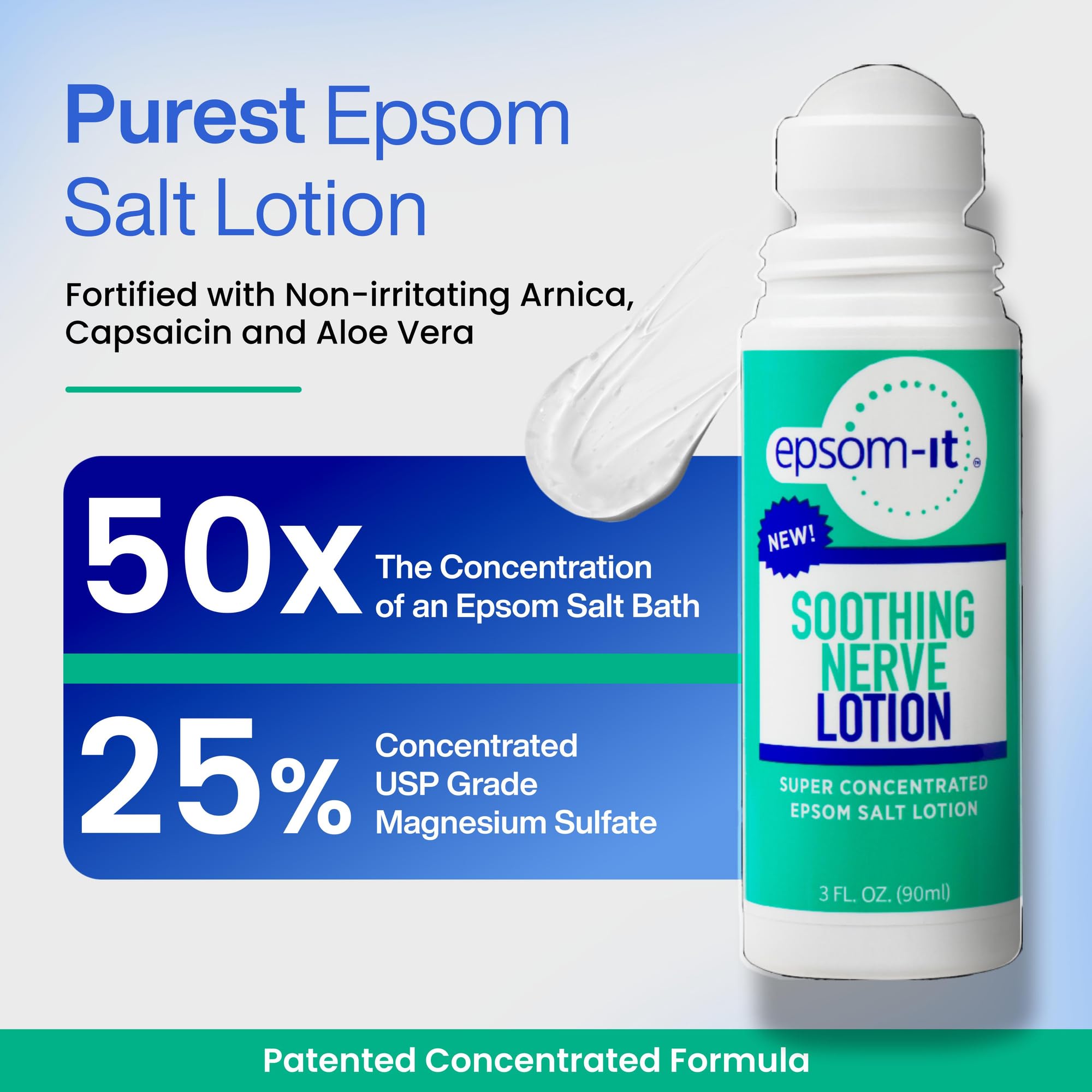 Epsom-It Soothing Nerve Lotion - Roll On Epsom Salt Magnesium Lotion, Topical Magnesium Cream with Capsaicin & Arnica for Tired Muscles and Sleep, 3oz EPSOM-IT Au supplements