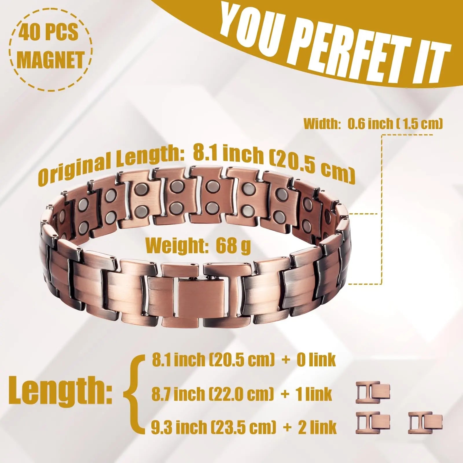 MagVIVACE Copper Bracelet for Men, Magnetic Bracelet with 3500 Gauss Magnets MagVIVACE Au supplements