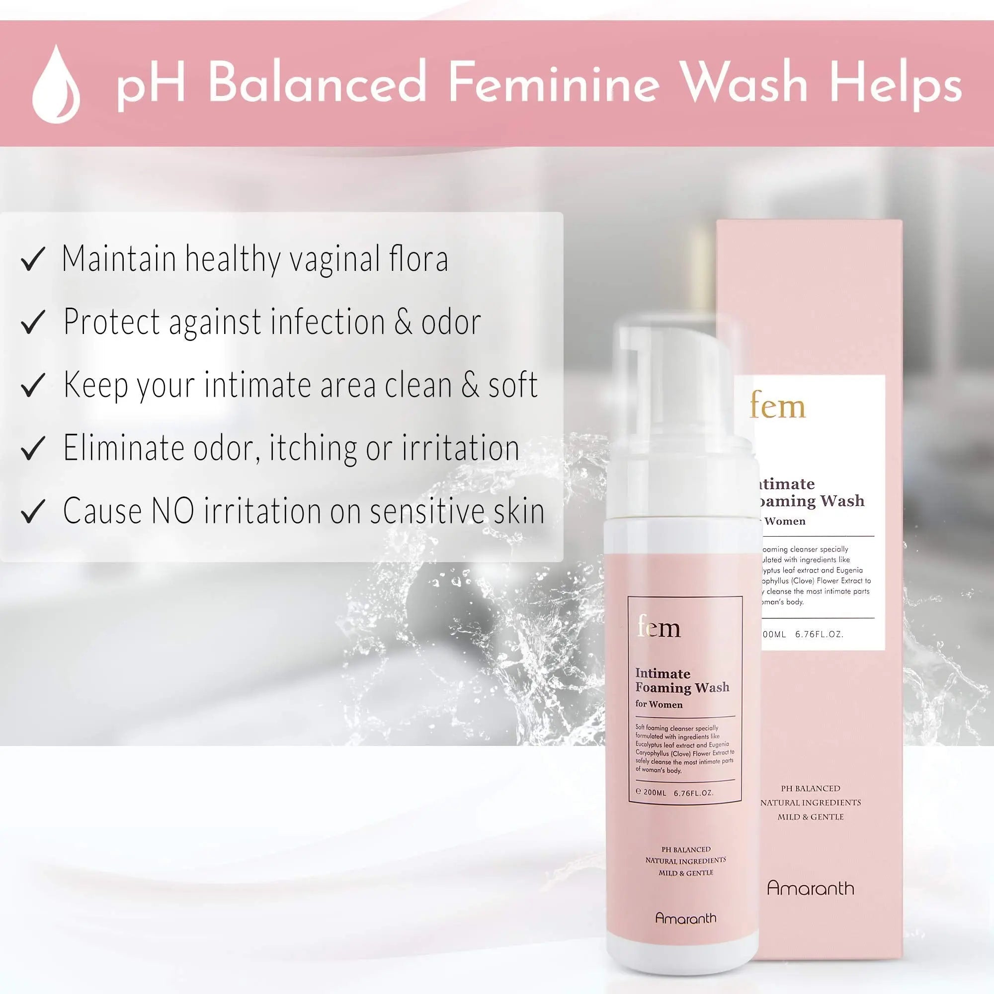 fem pH Balance Intimate Wash for Women, Feminine Wash for Sensitive Skin, Gentle Cleanser Amaranth Au supplements