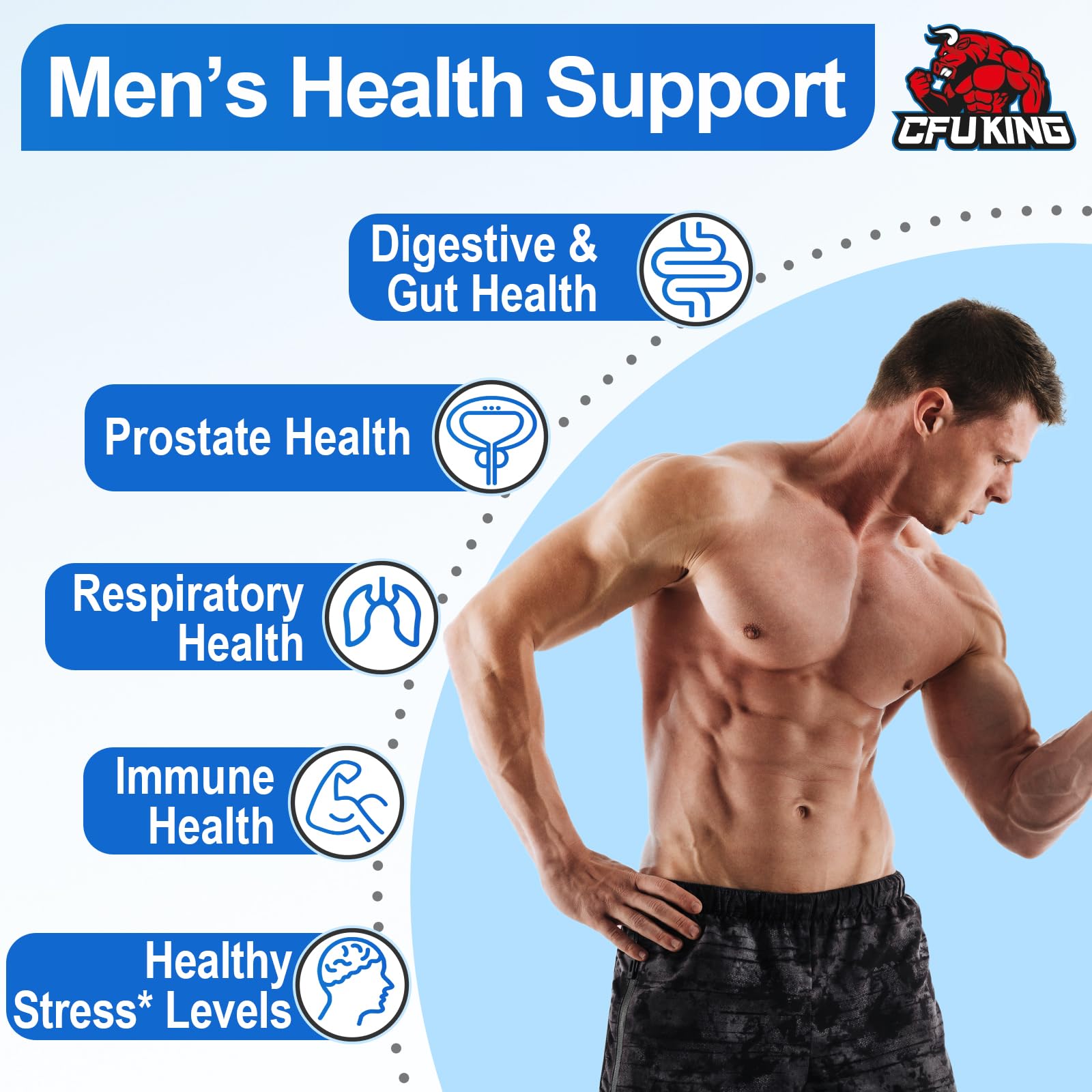 Probiotics for Men, 500 Billion CFU & 12 Mens Probiotic for Digestive Health + 4 Organic Prebiotic Fiber, for Digestive, Gut, Immune Health, Bloating, Gas, Energy Support, Shelf Stable - 120 Capsules CFUKING Au supplements