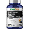 NusaPure Black Seed Oil 1,000 mg per Serving 180 Softgel Capsules (Non-GMO, Vegetarian & Vegan) Cold-Pressed Virgin Nigella Sativa. Hexane Free NusaPure Au supplements