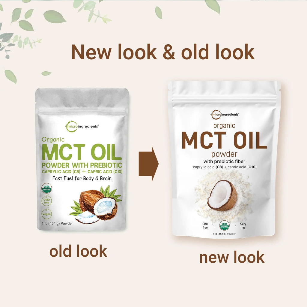 Organic MCT Oil Powder with Prebiotic Fiber,1 Pound(16 Ounce), Fast Fuel for Body and Brain Micro Ingredients Au supplements