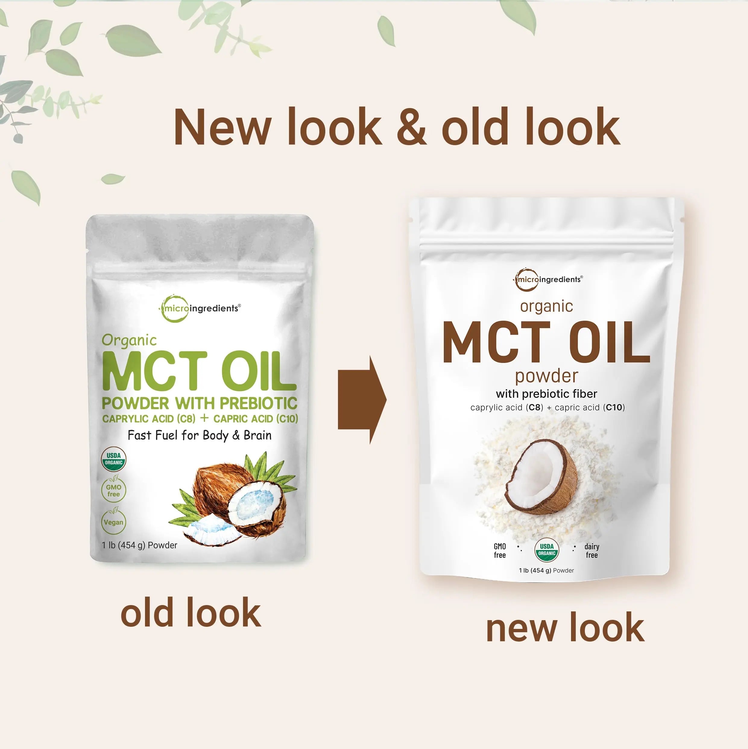 Organic MCT Oil Powder with Prebiotic Fiber,1 Pound(16 Ounce), Fast Fuel for Body and Brain Micro Ingredients Au supplements