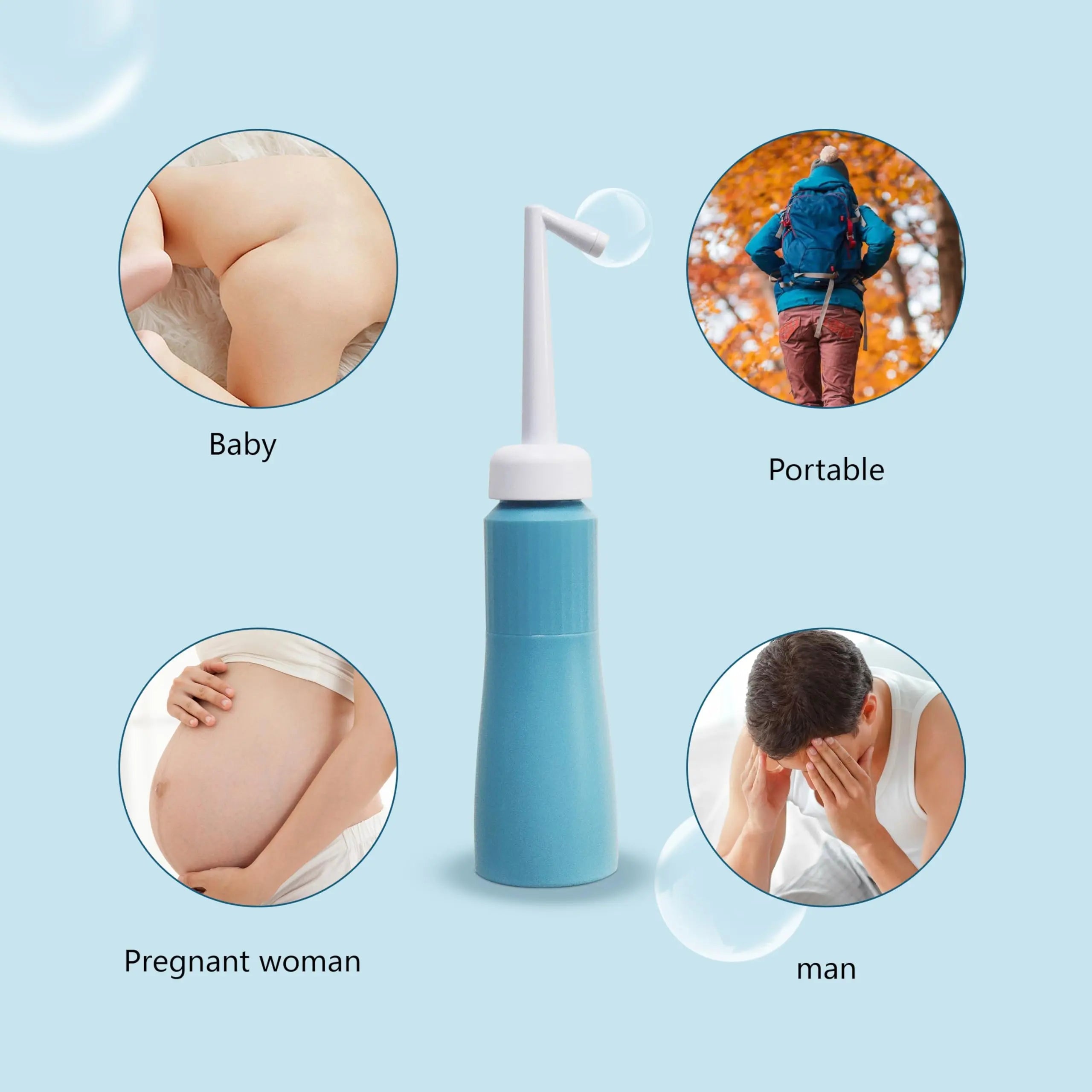 Portable 11.8 Oz Bidet, Feminine Care Irrigator, Retractable Nozzle Travel Bidet with 60° Elbow XYJunTech Au supplements