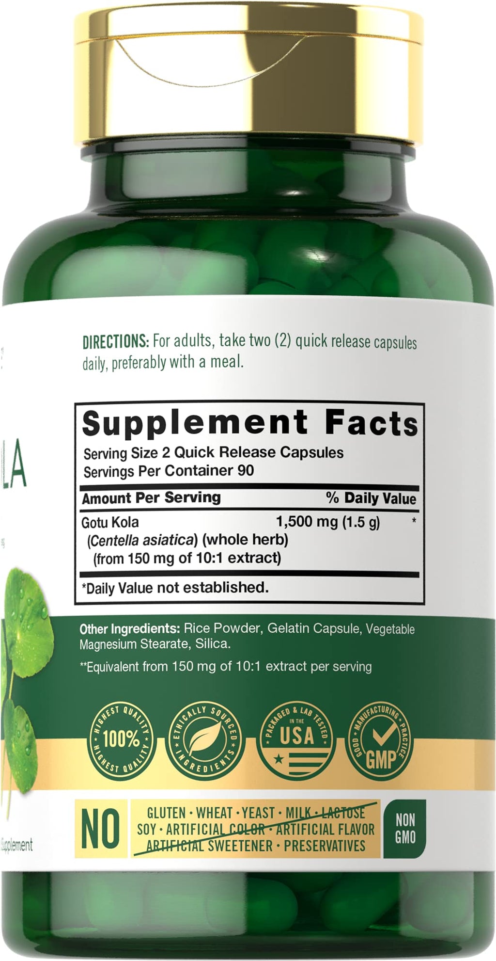 Carlyle Gotu Kola Capsules | 180 Count | Non-GMO, Gluten Free | Traditional Herb Extract