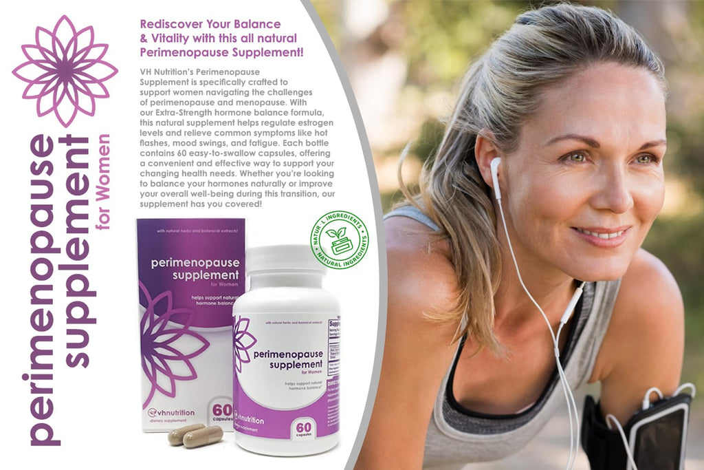 VH Nutrition Perimenopause Supplement for Women | Hot Flash, Mood, and Menstruation Cycle Support | 100% Herbal Formula: Black Cohosh, Vitex, & Shatavari. No Additives, or Fillers VH Nutrition Au supplements