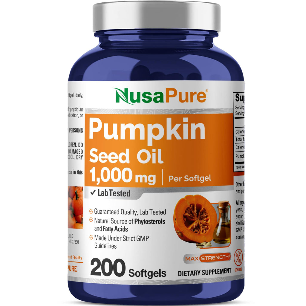 NusaPure Pumpkin Seed Oil 1000mg 200 Softgel Capsules (Non-GMO, Soyfree) Naturally Occurring Phytosterols NusaPure Au supplements