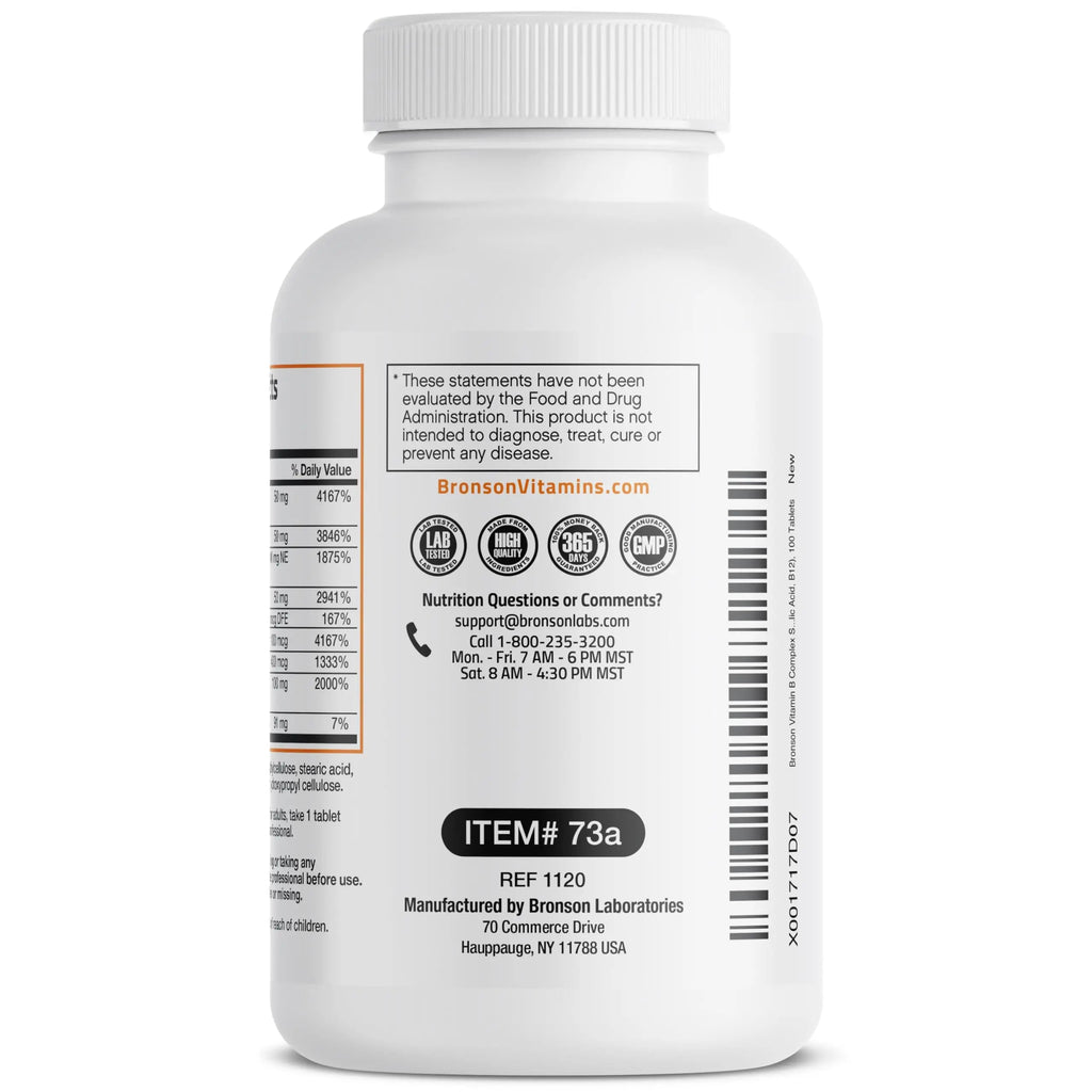 Bronson Super B Vitamin B Complex Sustained Slow Release Vitamin B1, B2, B3, B6, B9 Bronson Au supplements