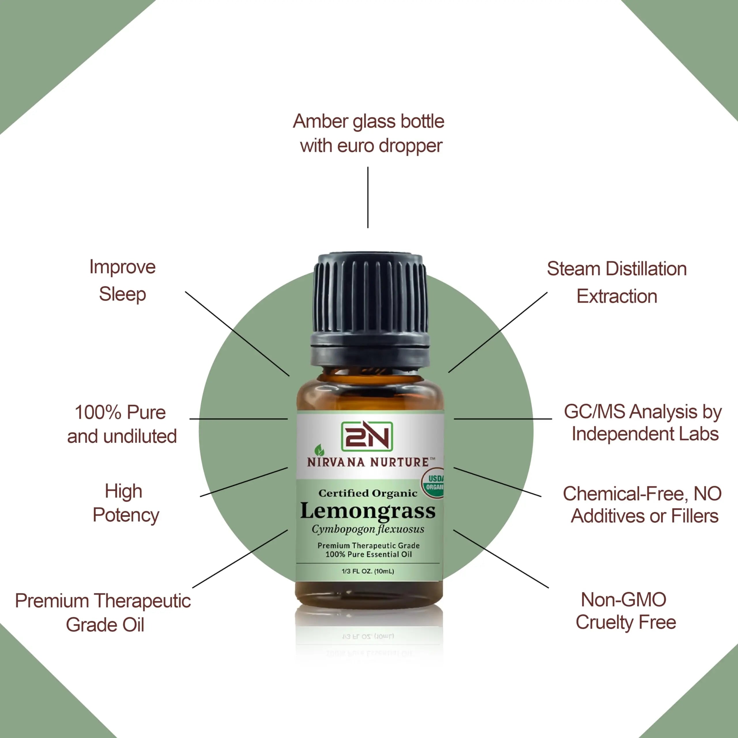 Nirvana Nurture Lemongrass Essential Oil USDA Certified Organic 100% Pure Premium Therapeutic Grade Nirvana Nurture Au supplements