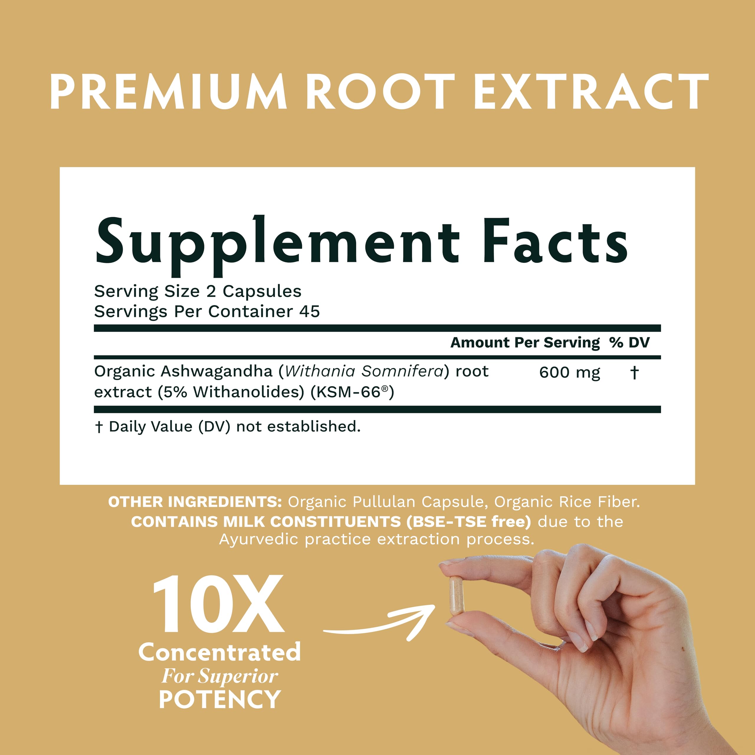 TRIBE ORGANICS Ashwagandha KSM 66 Pure Organic Root Powder Extract Ayurvedic Supplement - Focus Mood Support Increase Energy Strength 600mg of Natural KSM66 for Superior Absorption - 90 Capsules TRIBE ORGANICS Au supplements