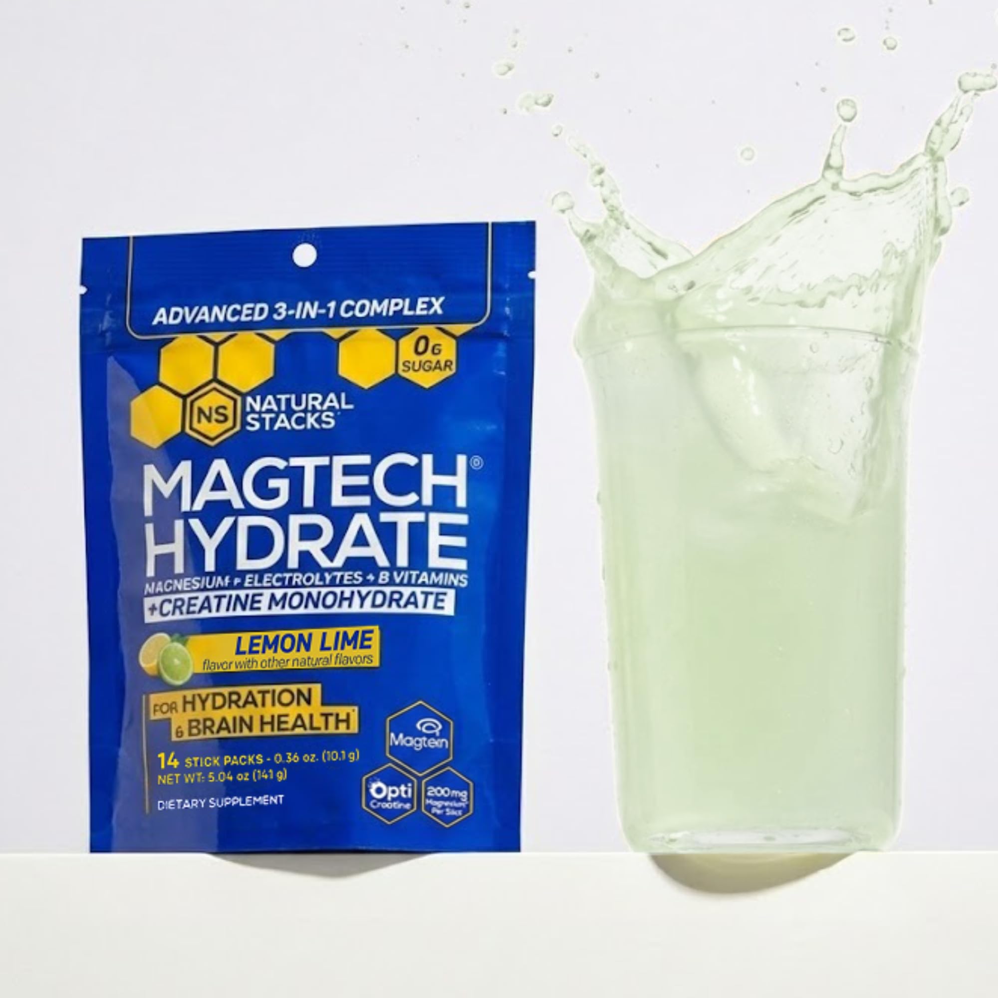 Magtech Magnesium Capsules + Hydration Creatine Powder Lemon Lime Bundle - 3 Forms of Magnesium - Featuring Magtein L-Threonate - Brain Health & Hydration Support* - 44 Total Servings NATURAL STACKS Au supplements