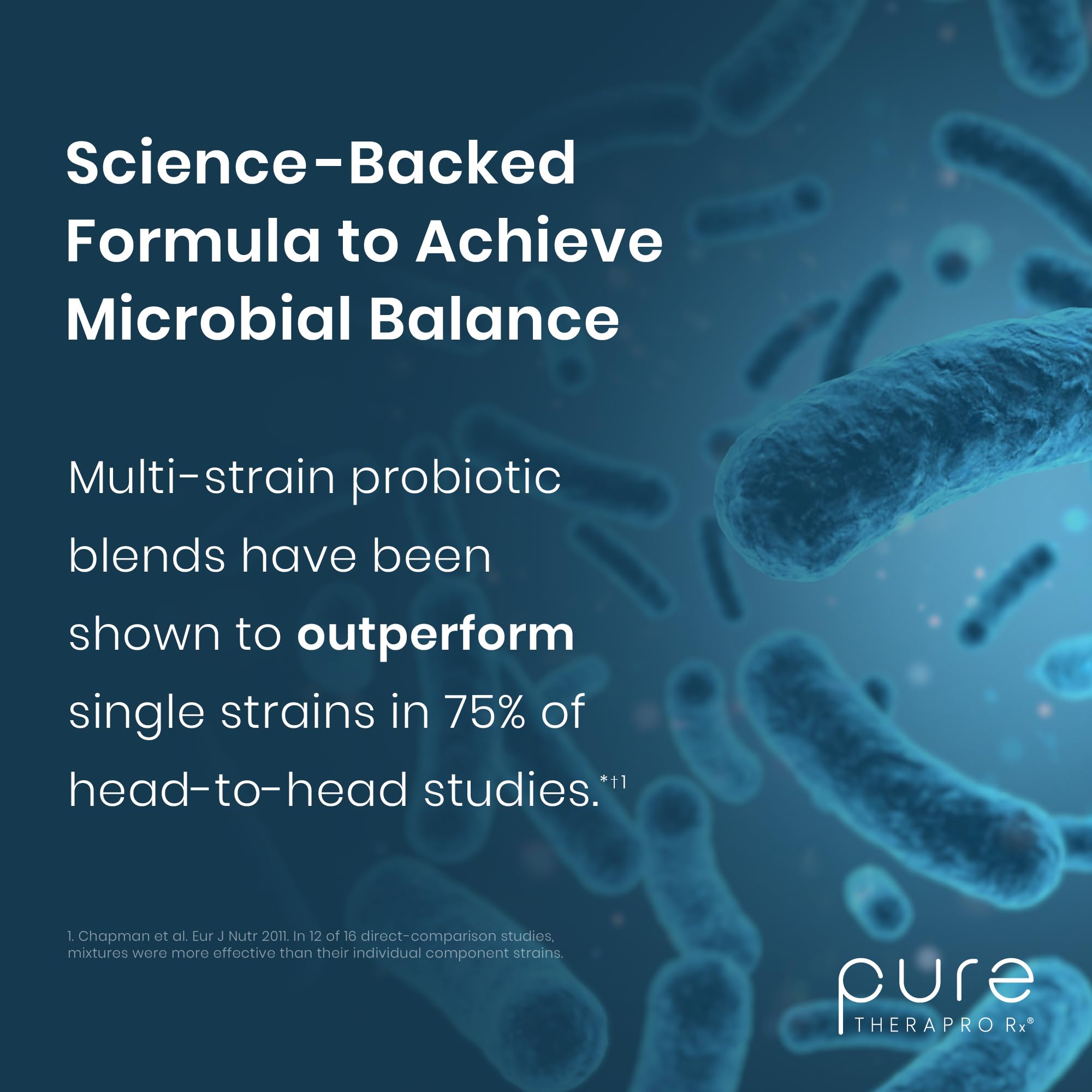 Pure Therapro Rx Power Probiotic 100B | 30 Acid Resistant Capsules - 1 Month Supply | 4 Proven Strains 100 Billion CFU | Flora Balance & Digestion