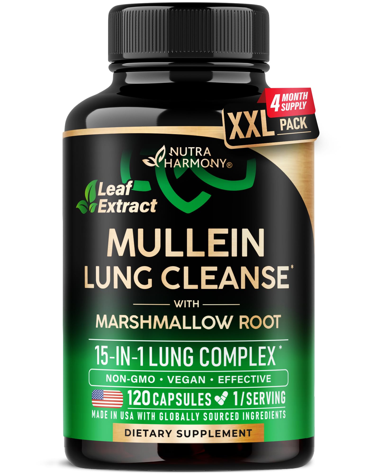 Mullein Lung Detox - Mullein Leaf Extract - Marshmallow Root | Echinacea | Oregano | Quercetin | NAC - 15-in-1 Lung Support & Cleanse for Smokers Supplement