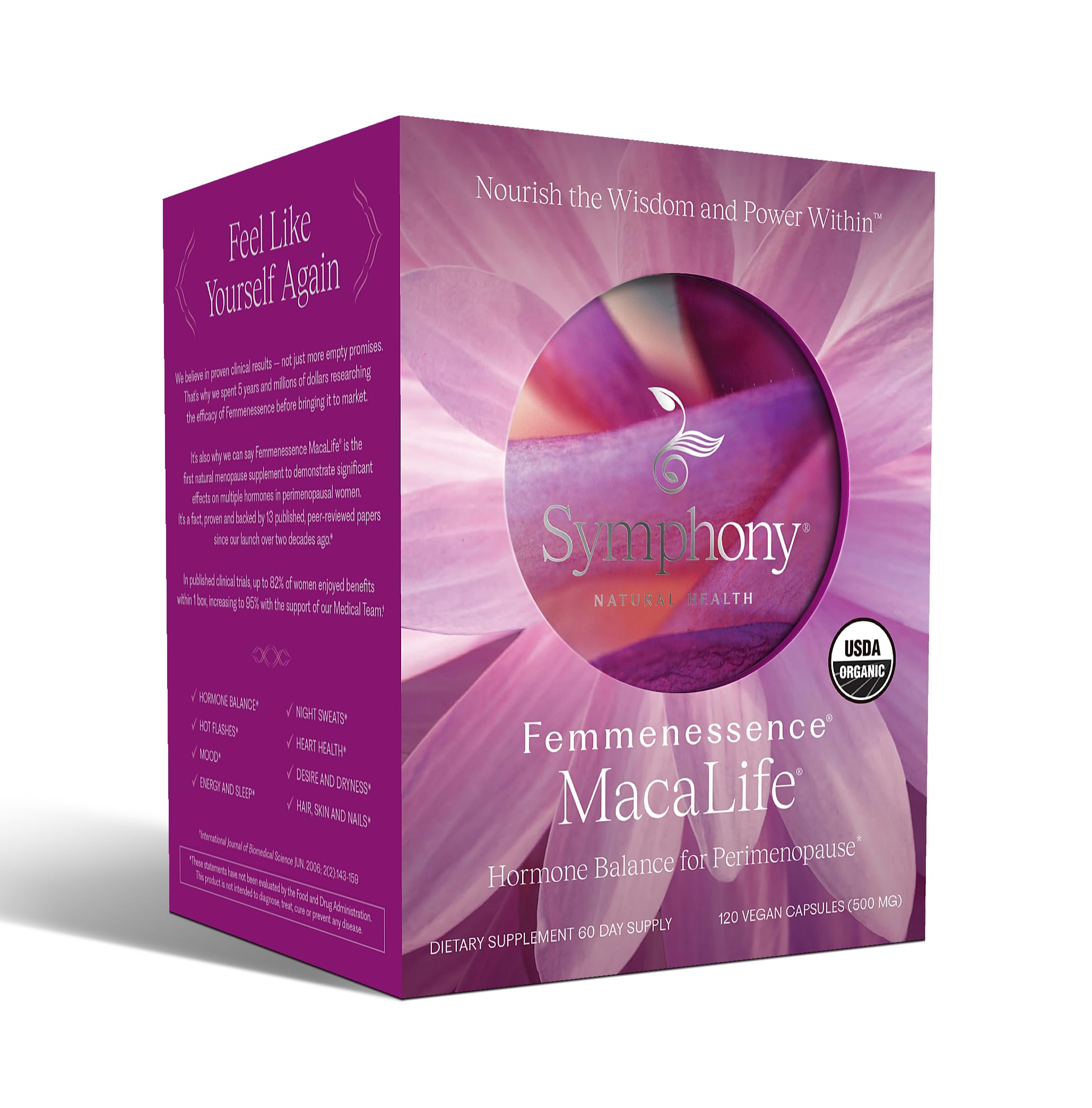 Femmenessence® MacaLife® – Clinically Proven Perimenopausal Organic Vegan Supplement for Natural Hormone Balance, Symptom Relief, Heart & Mood Support (120 Capsules, 60 Day Supply) Natural Health International Au supplements