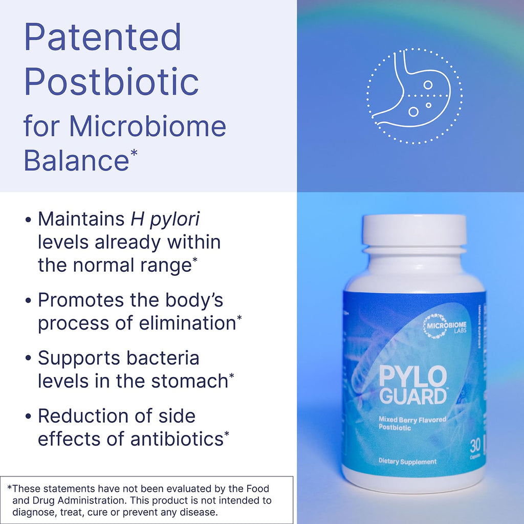 Microbiome Labs PyloGuard - Patented L reuteri DSM17648 to Improve Digestive Comfort - Gut Health & Immune Support Supplement - Postbiotic (30 Capsules) Microbiome Labs Au supplements