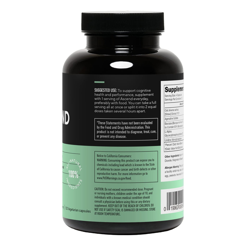LEGION Athletics Ascend Nootropic - All-Natural Brain Supplements for Memory and Focus - Nootropics Brain Support Supplement with Alpha-GPC - Brain Supplement for Alertness & Mood Support, 30 Servings LEGION Au supplements