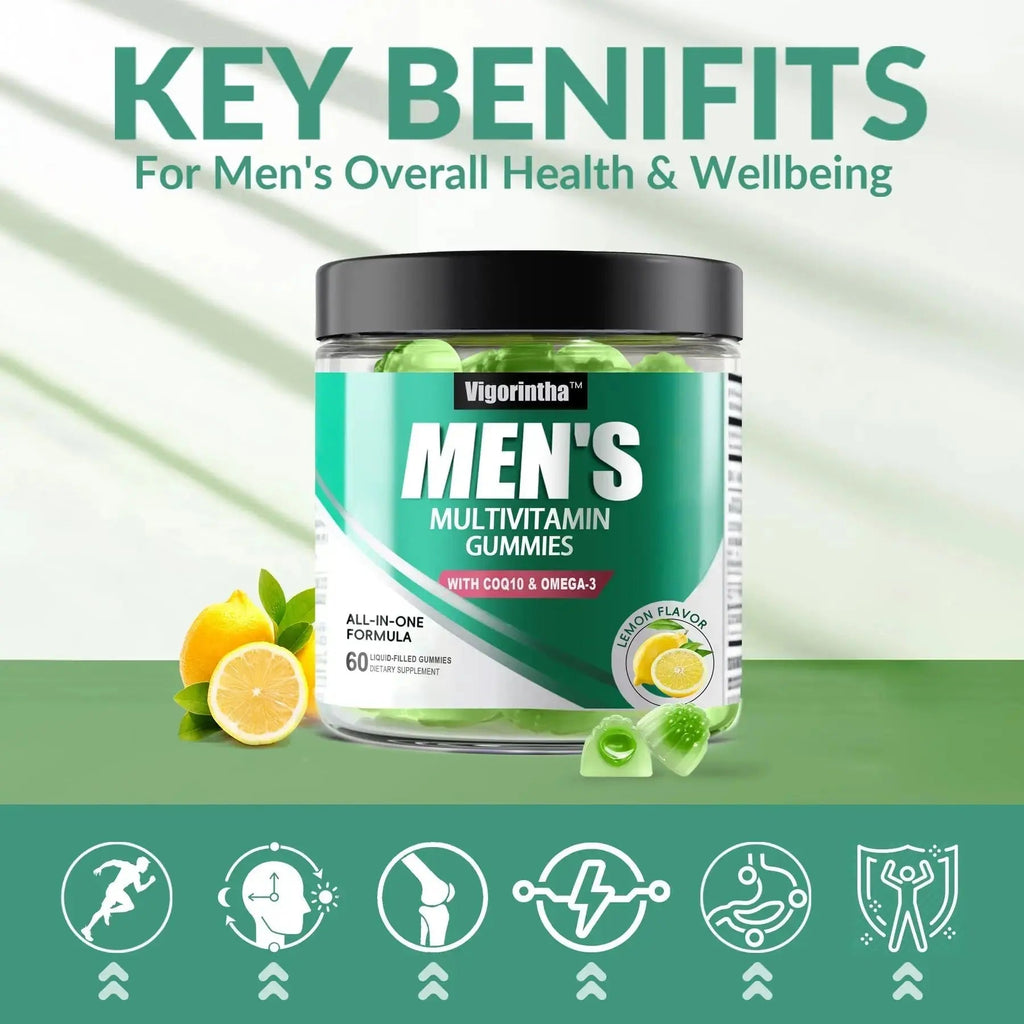 2 Pack Mens Multivitamins Gummies- Methylated Multivitamin for Men with Coq 10, Vegan Omega 3, Vitamins A C E D3 K2 B6 B12 B1 B2 Vigorintha Au supplements