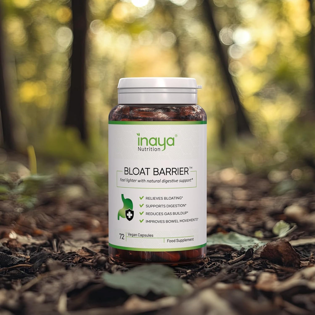 Inaya Nutrition BloatBarrier 72 Capsules - Natural Digestion and Bloating Supplement for Stomach Bloating Relief, Gas Reduction, and Improved Bowel Movements
